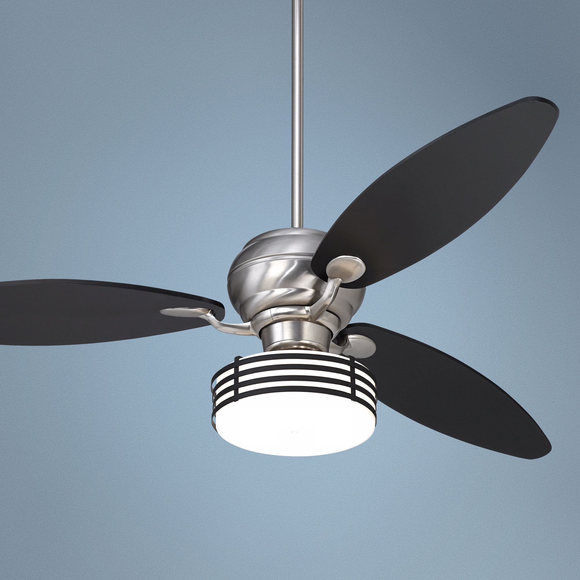 60" Casa Optima Brushed Steel Bold Black Stripe Ceiling Fan