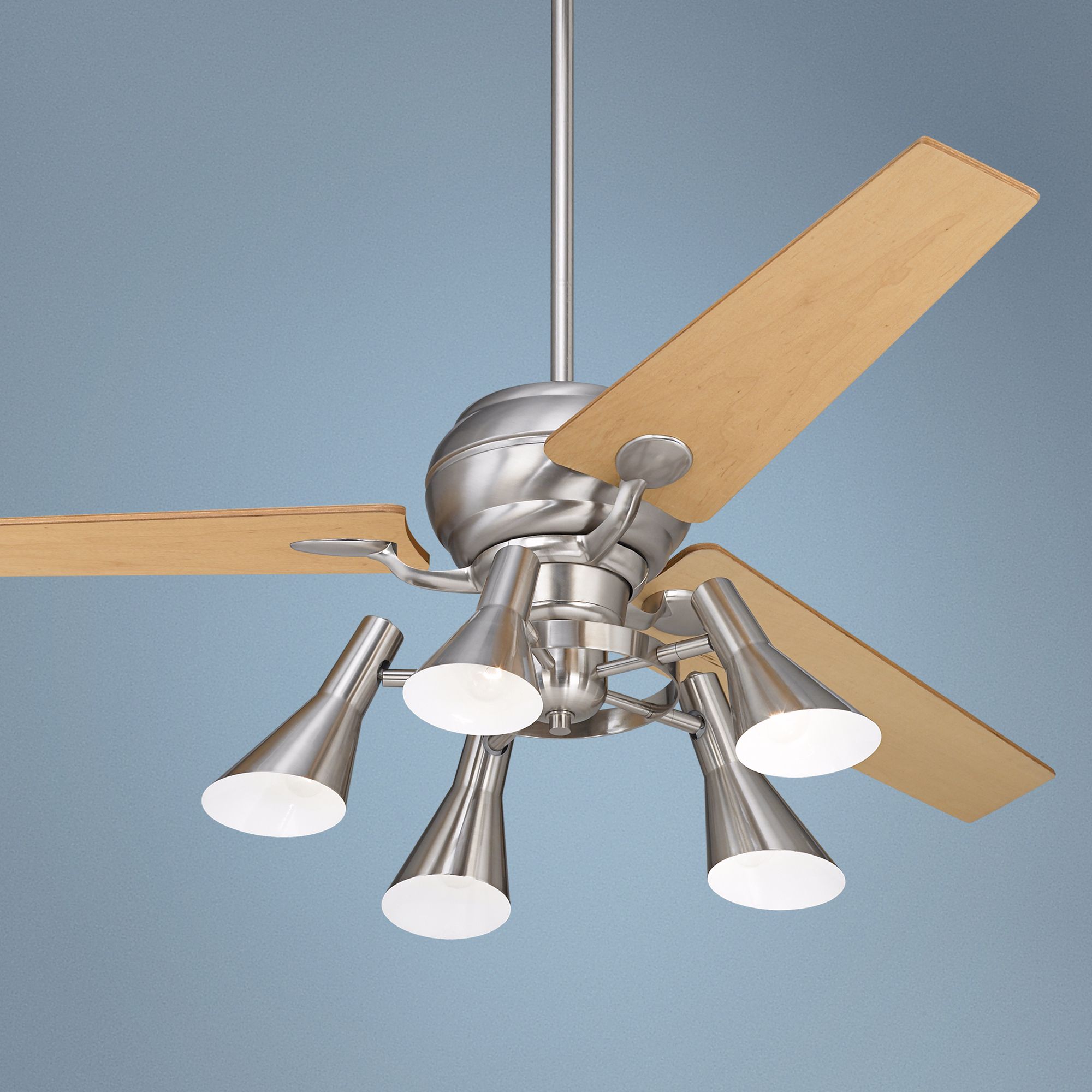 60" Spyder™ Steel Maple Blades 5-Light Ceiling Fan
