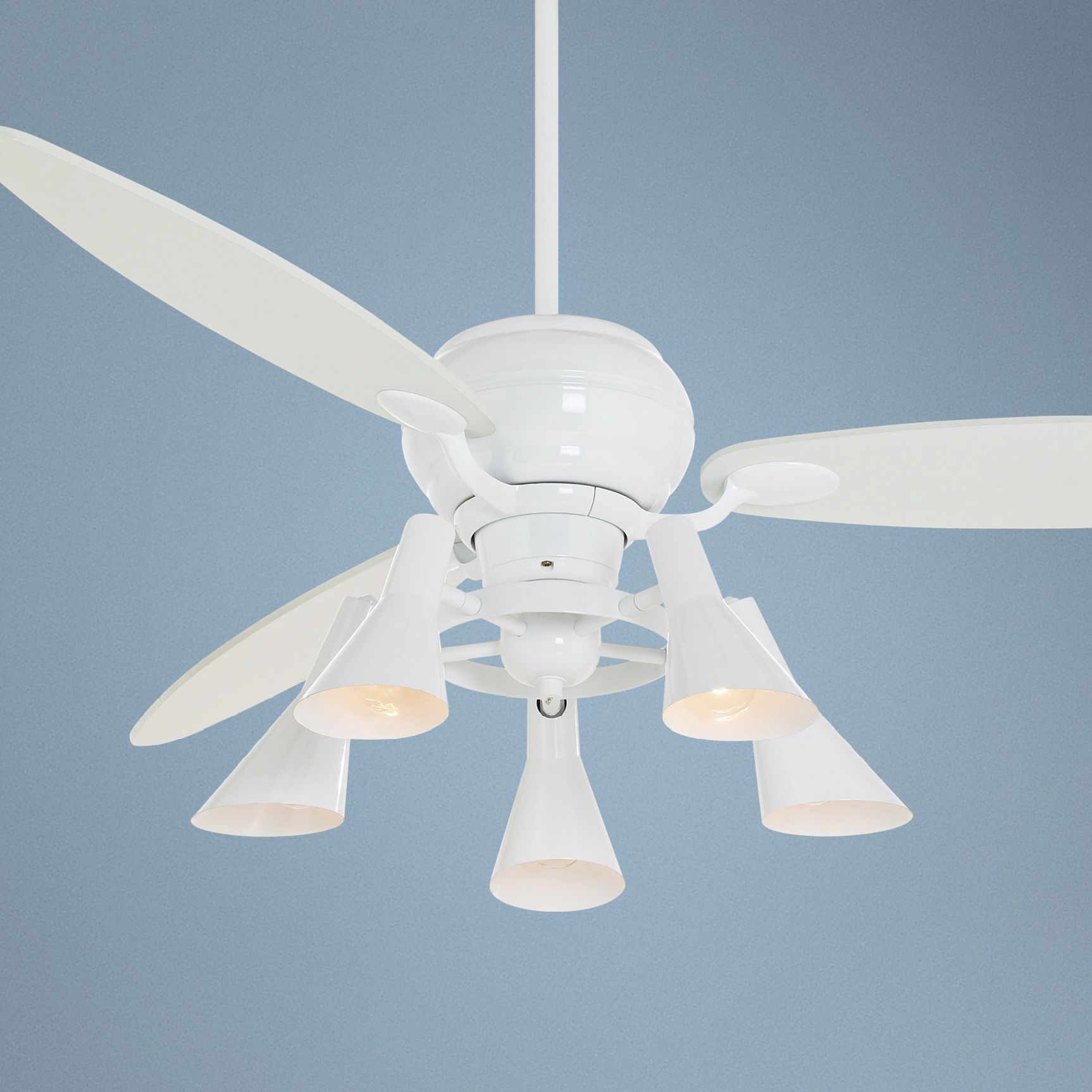 60" Spyder™ White Ceiling Fan with 5-Light Kit