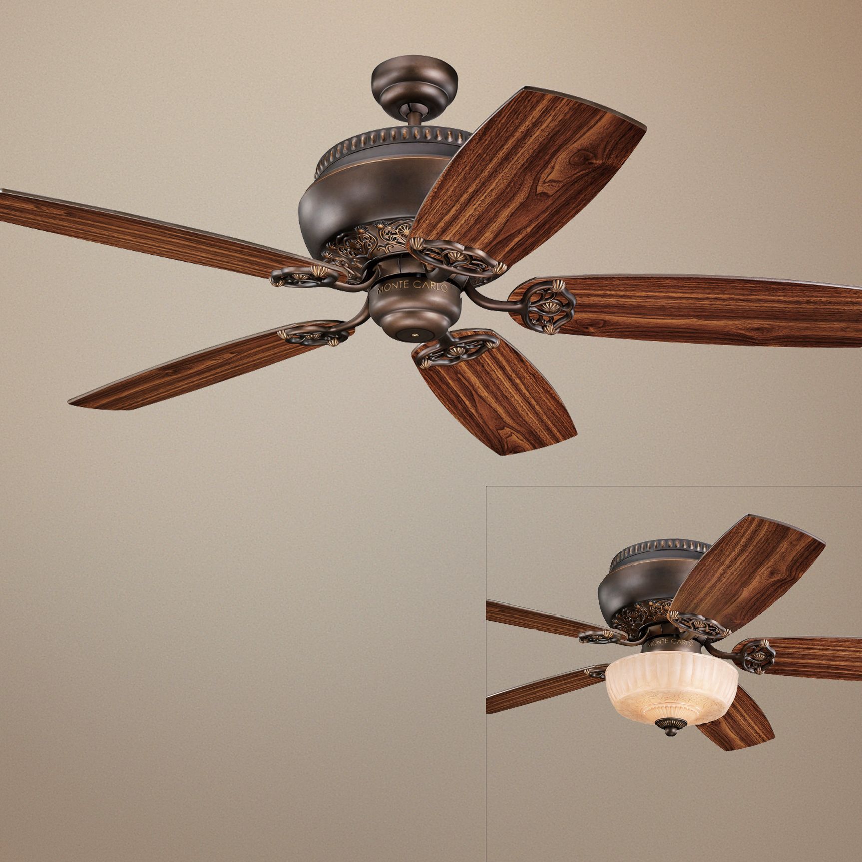 52" Monte Carlo Albany Roman Bronze Ceiling Fan with Light