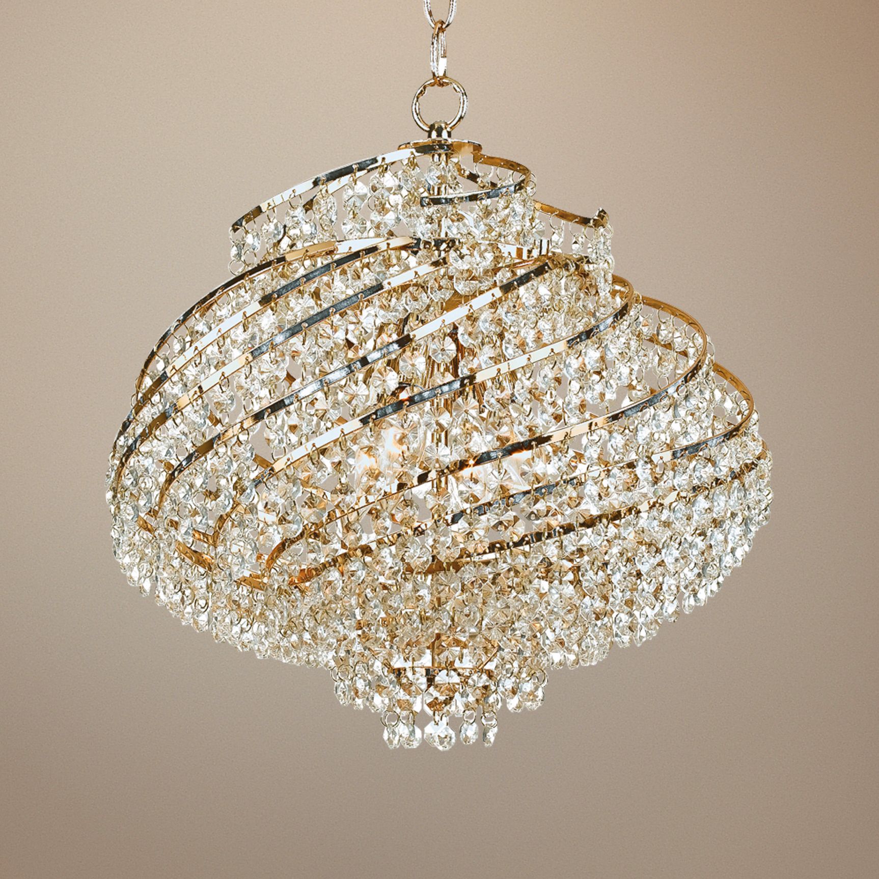 Lyric Gold and Crystal 15 1/2" Wide Plug-in Swag Chandelier