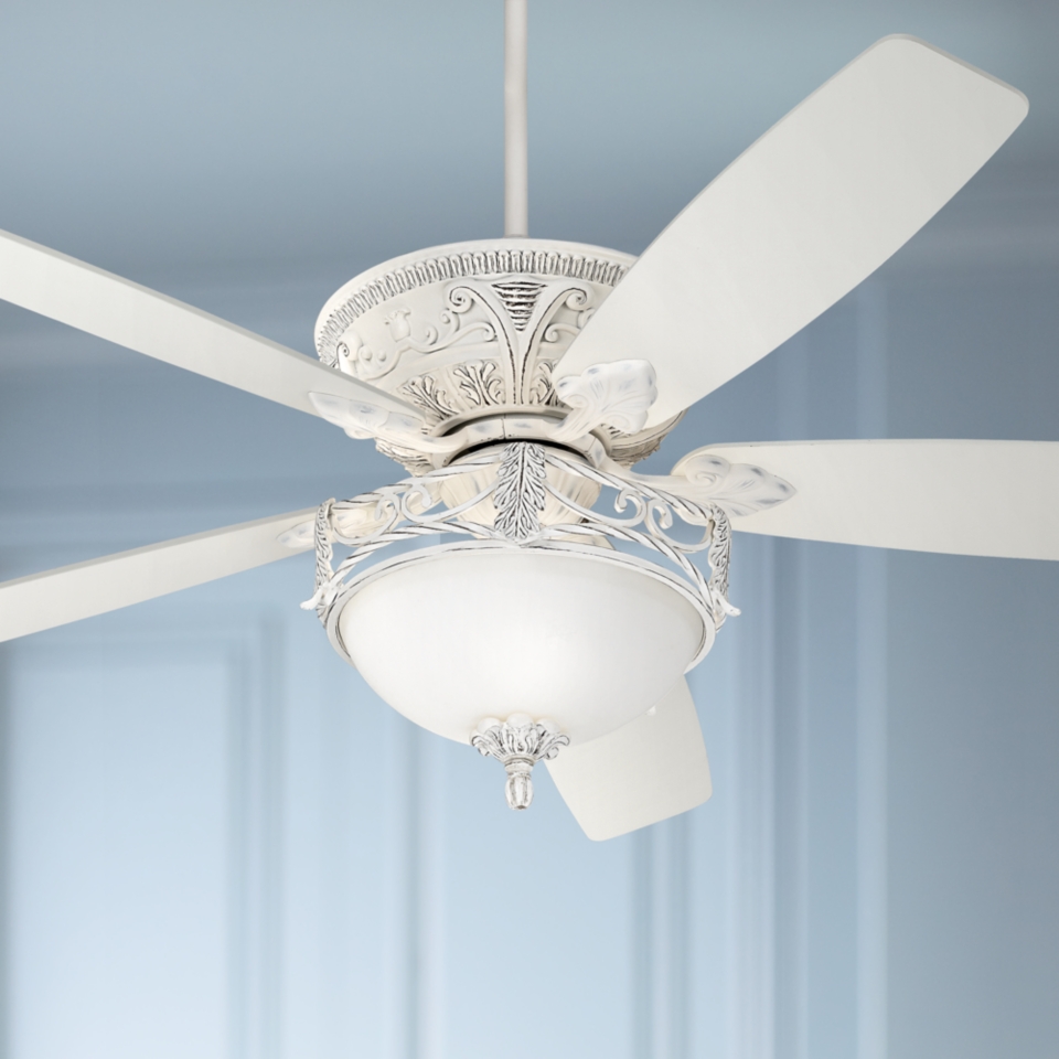 60" Casa Vieja Montego Rubbed White Ceiling Fan with Light   #R4086 R4090 V4314