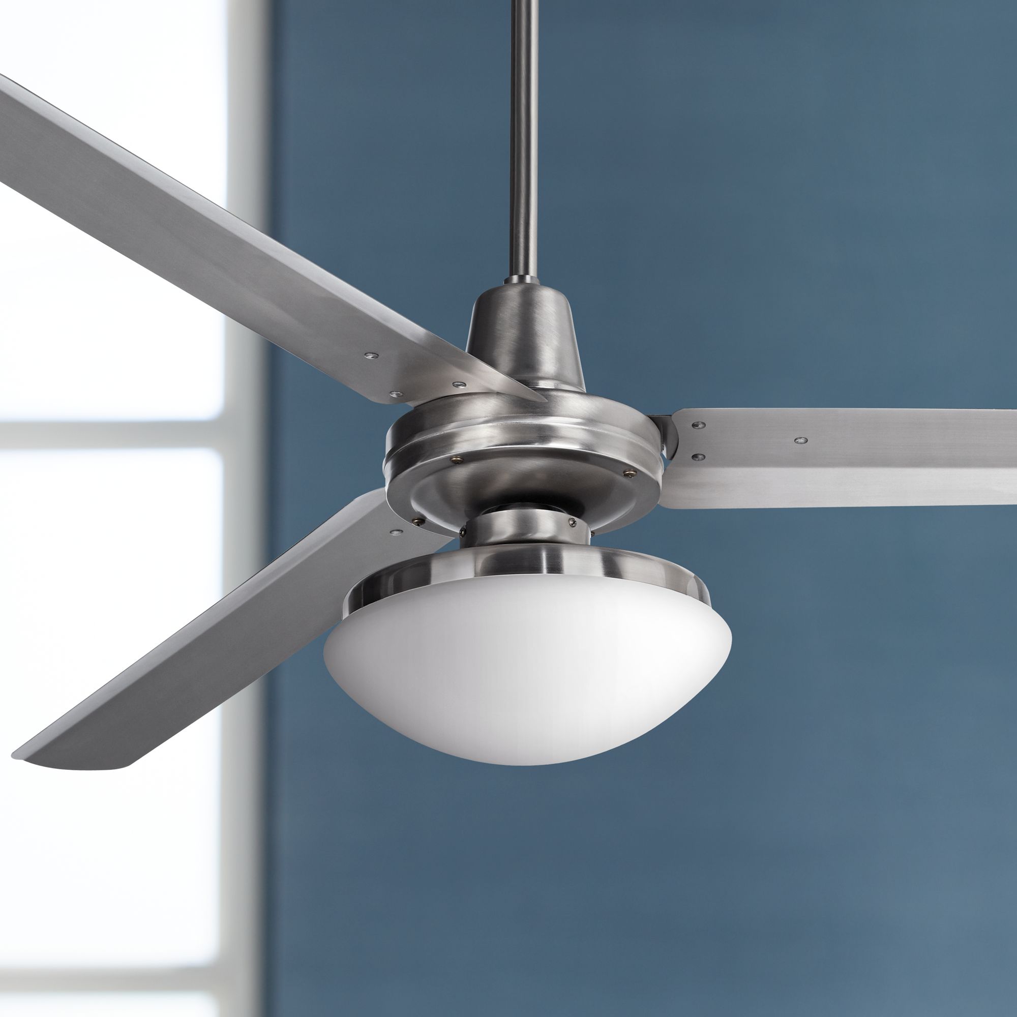 60" Turbina Industrial Ceiling Fan and Opal Glass Light Kit