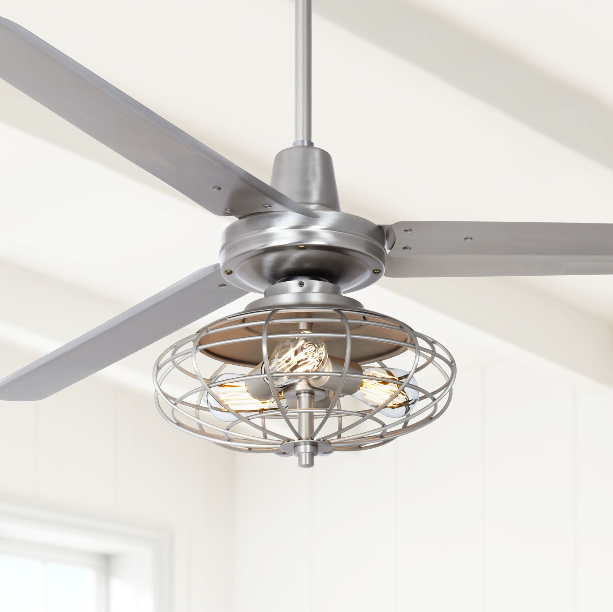 60" Casa Vieja™ Turbina Brushed Steel Ceiling Fan