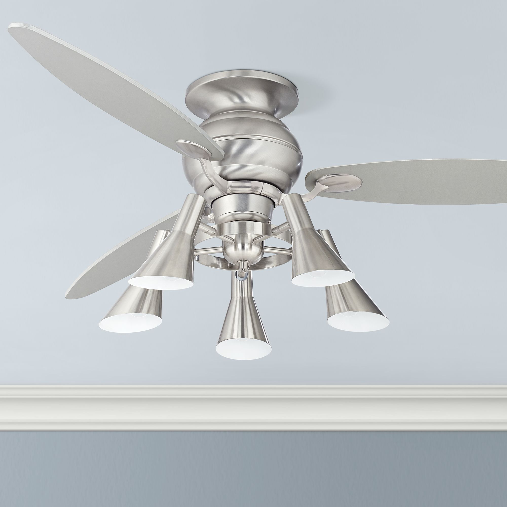 60" Spyder™ Hugger Silver Retro Light Ceiling Fan