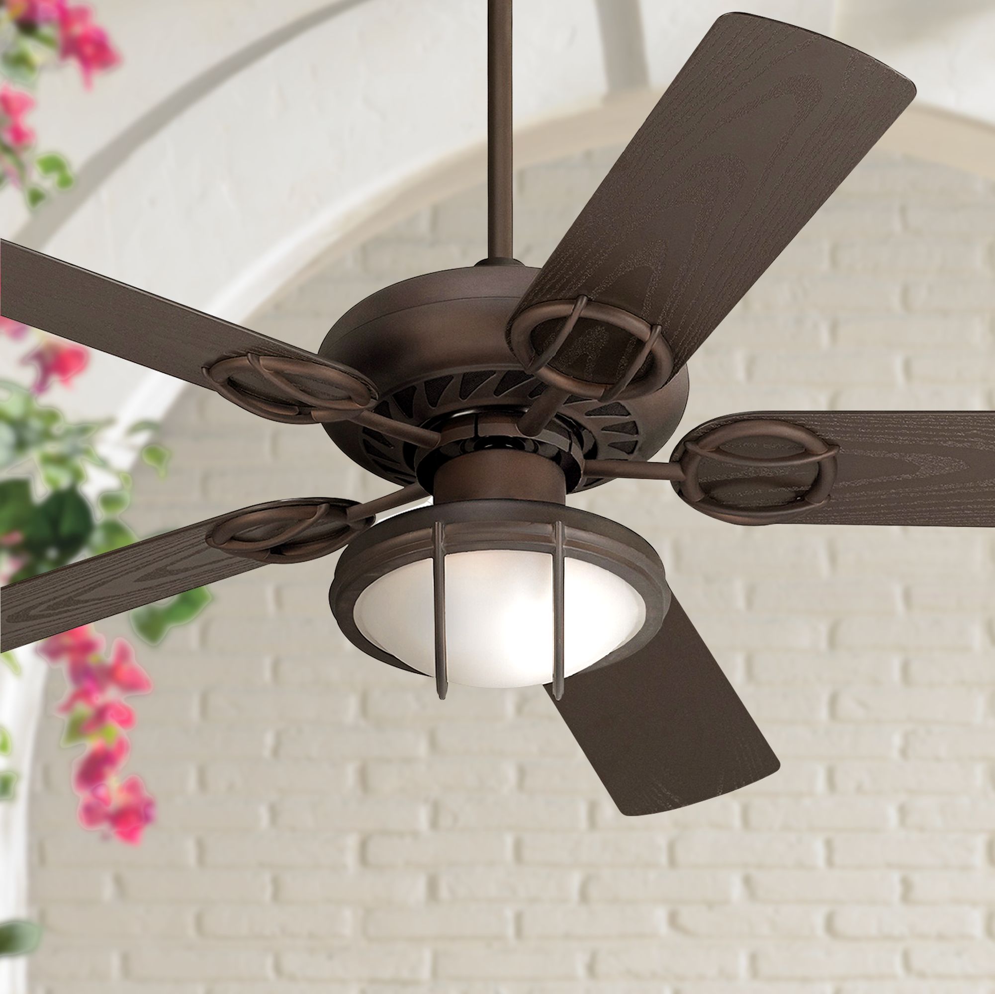 52" Casa Vieja Bronze Wet Location Ceiling Fan w/ Light Kit
