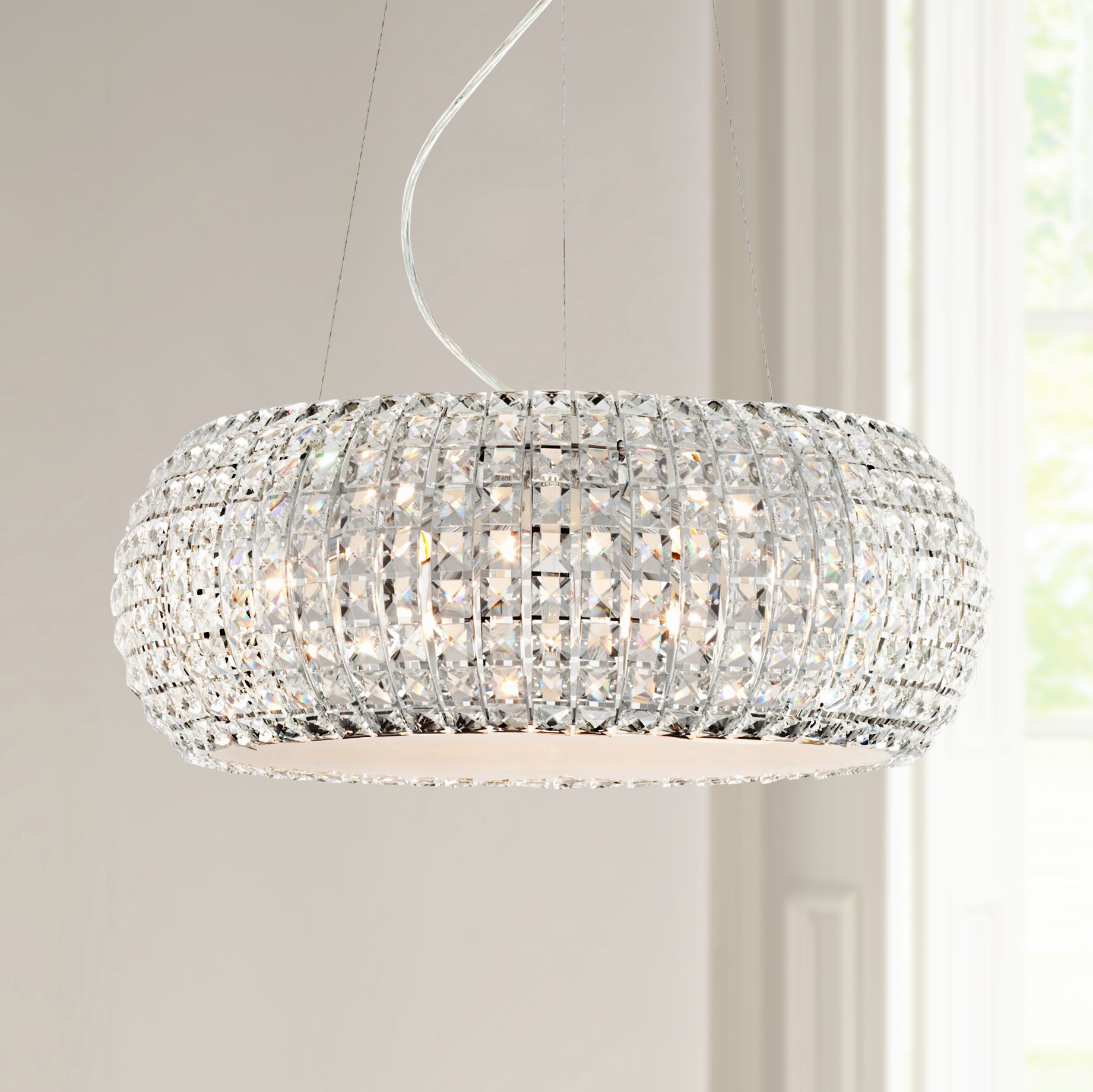 Possini Euro Contour Crystal and Chrome Pendant Light