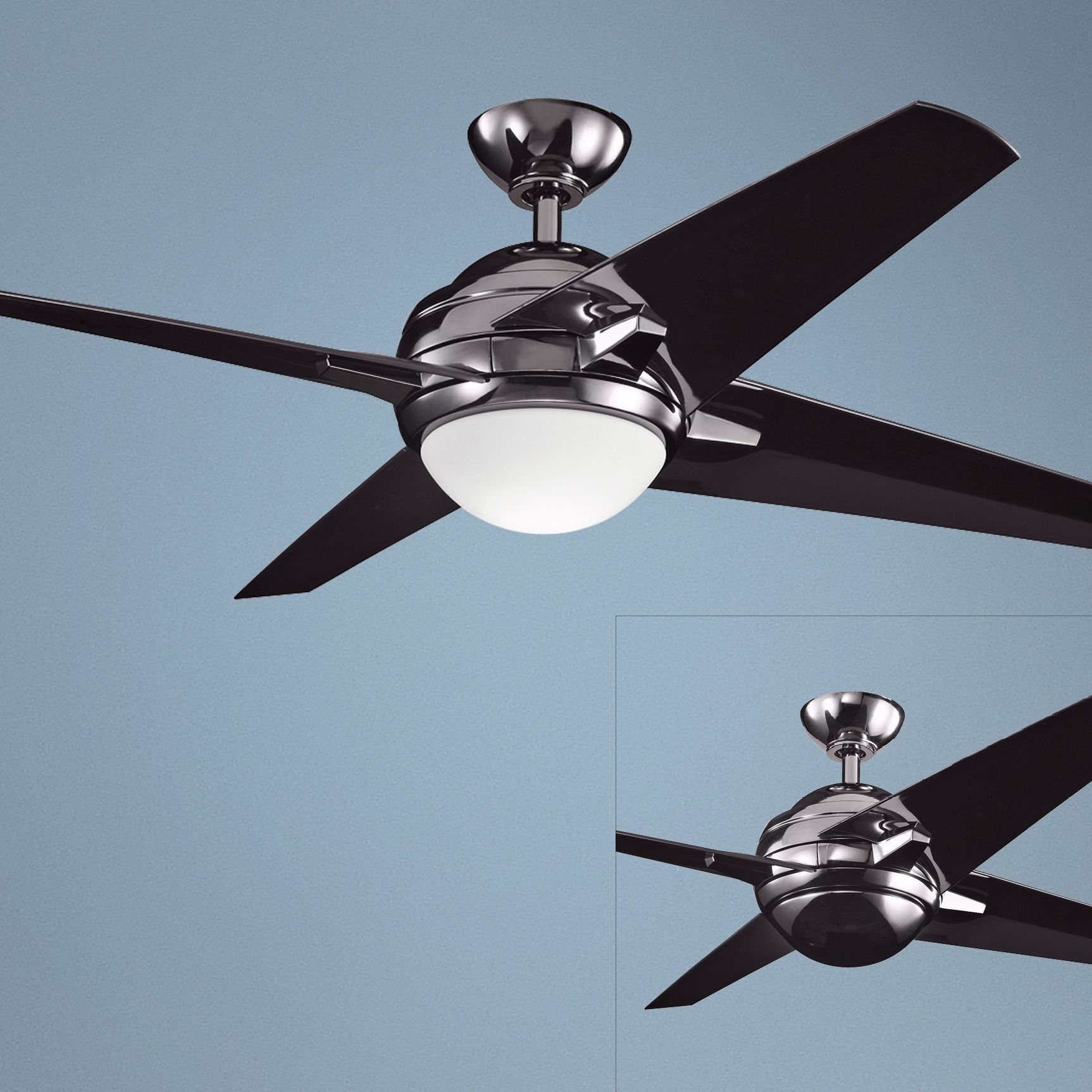 52" Kichler Rivetta Midnight Chrome Ceiling Fan