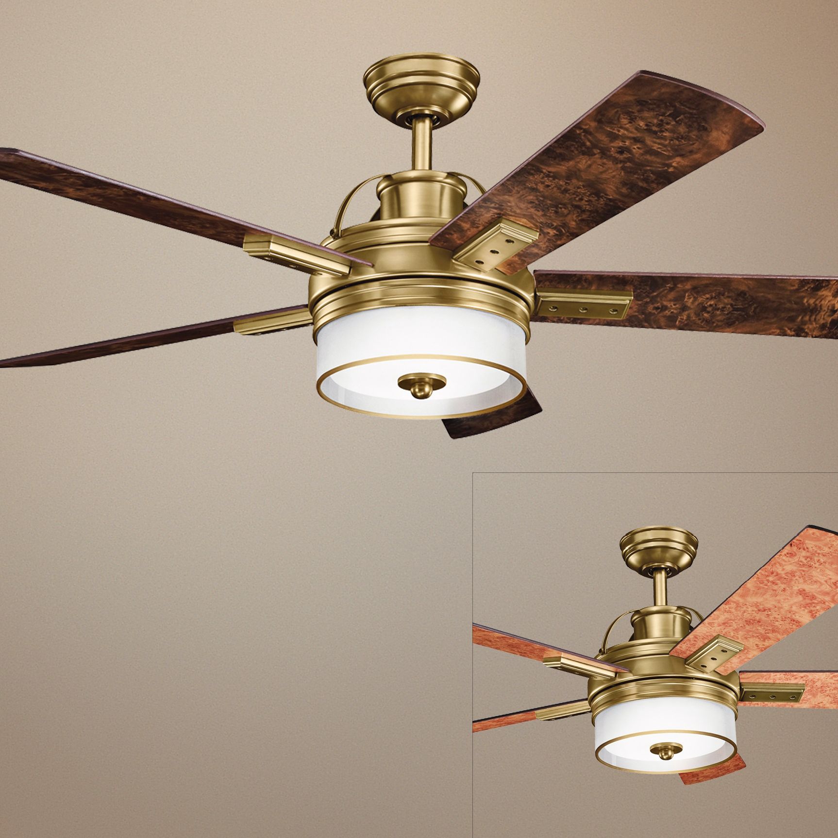 52" Kichler Lacey Burnished Antique Brass Ceiling Fan