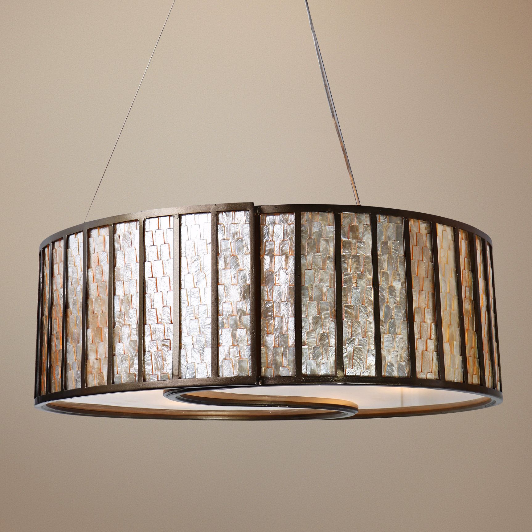 Varaluz Affinity Natural Capiz Shell Drum Pendant Light