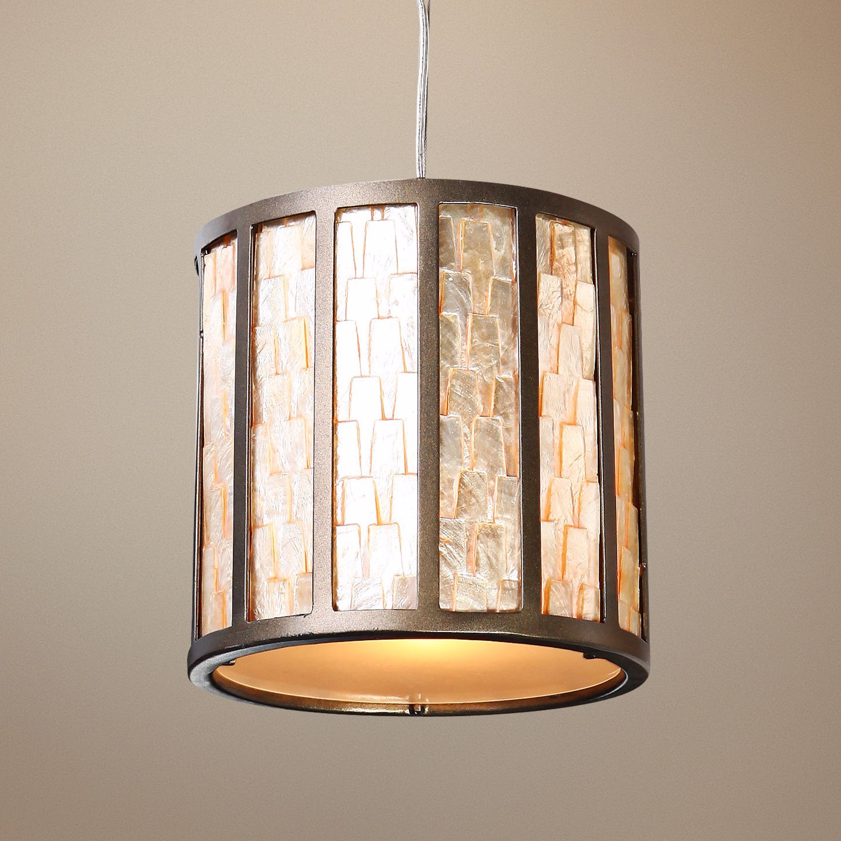 Varaluz Affinity Natural Capiz Shell Mini Pendant Light