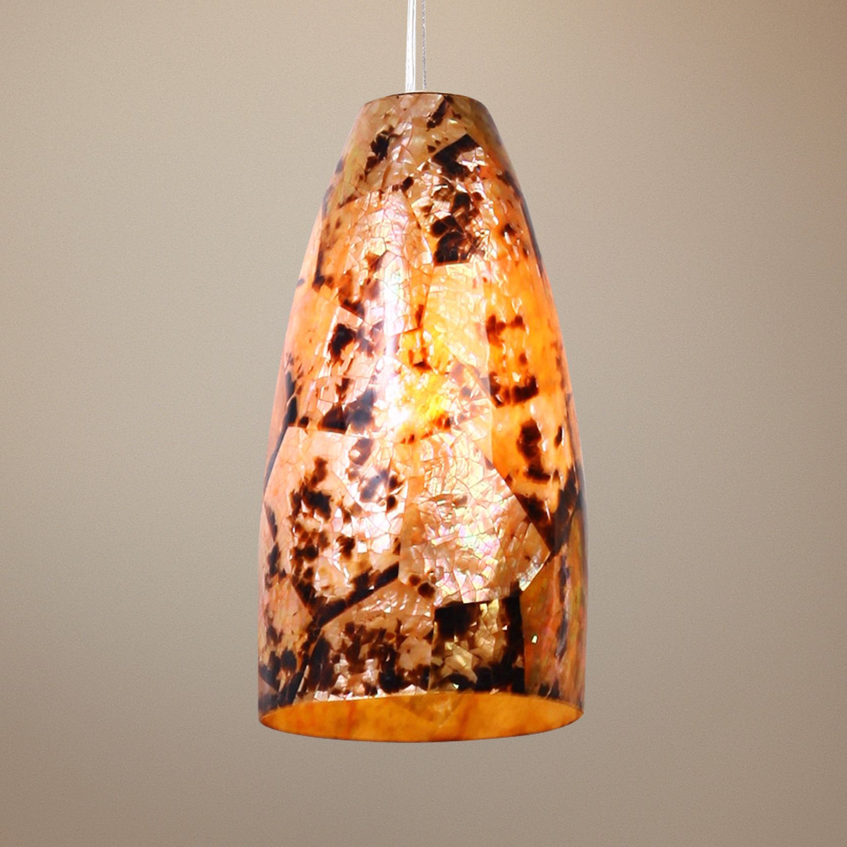 Varaluz Natural Chocolate Tiger Shell Big Mini Pendant Light