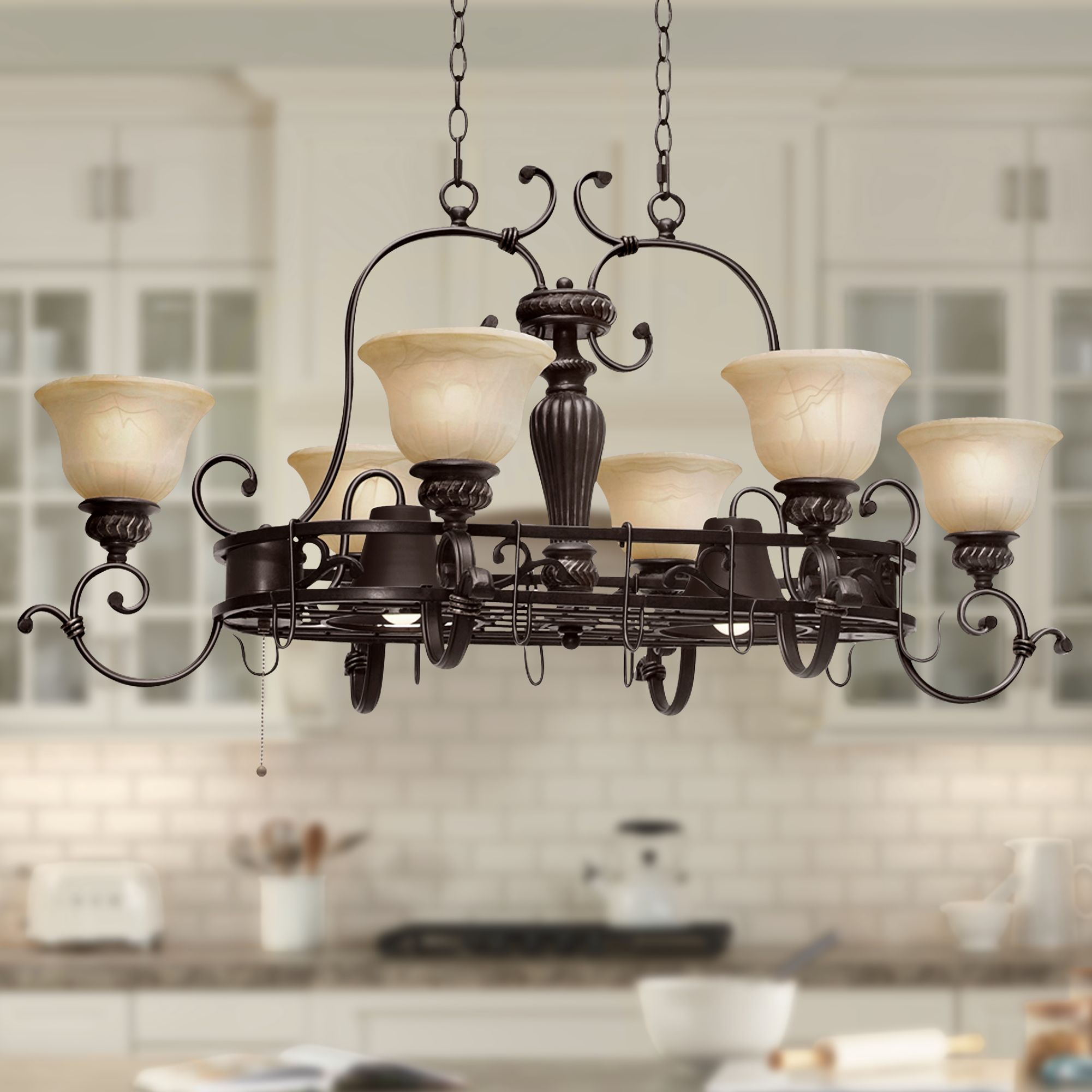 Jefferson Etruscan Bronze 8-Light Island Chandelier