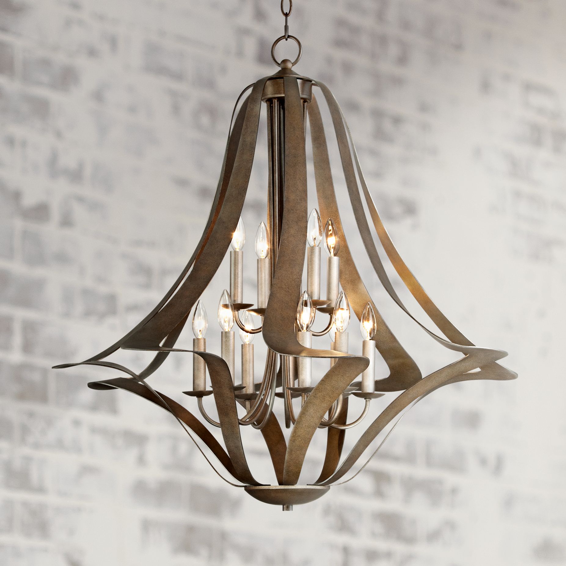 Possini Corinthian Bronze Twist 12-Light Large Chandelier