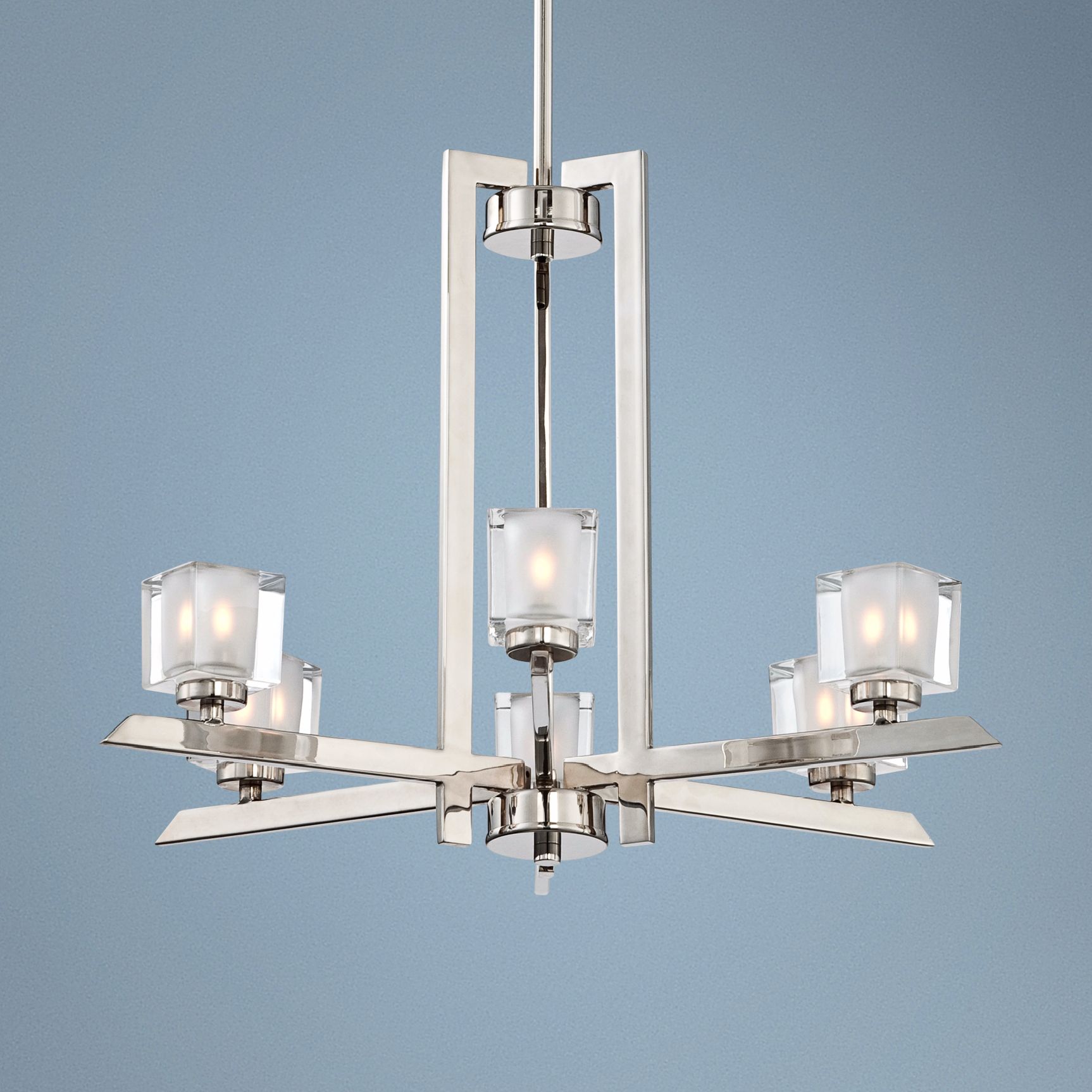 Chrome Finish Glass Cube 22 1/4" Wide 6-Light Chandelier