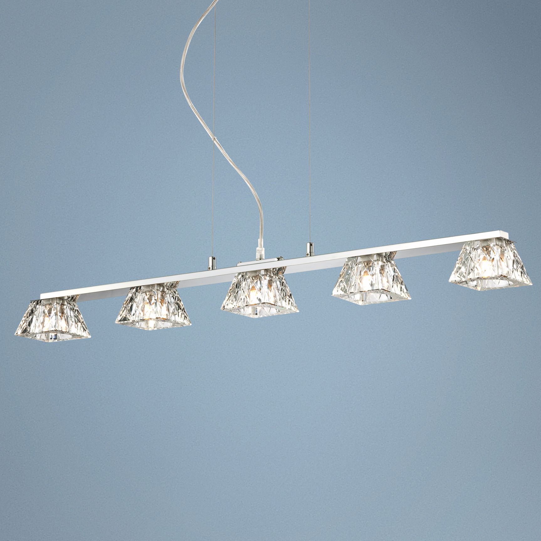 Possini Euro Design 5-Light Ice Linear Cube Pendant Light