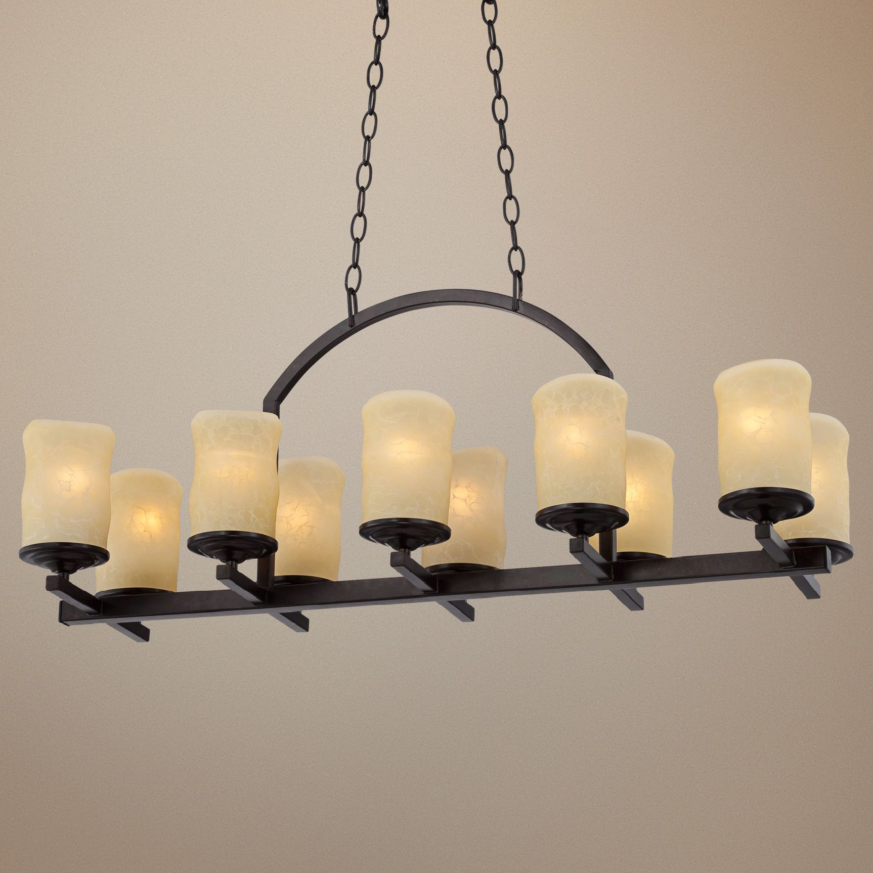 Rustic Candle Dark Bronze 35" Wide Island Chandelier
