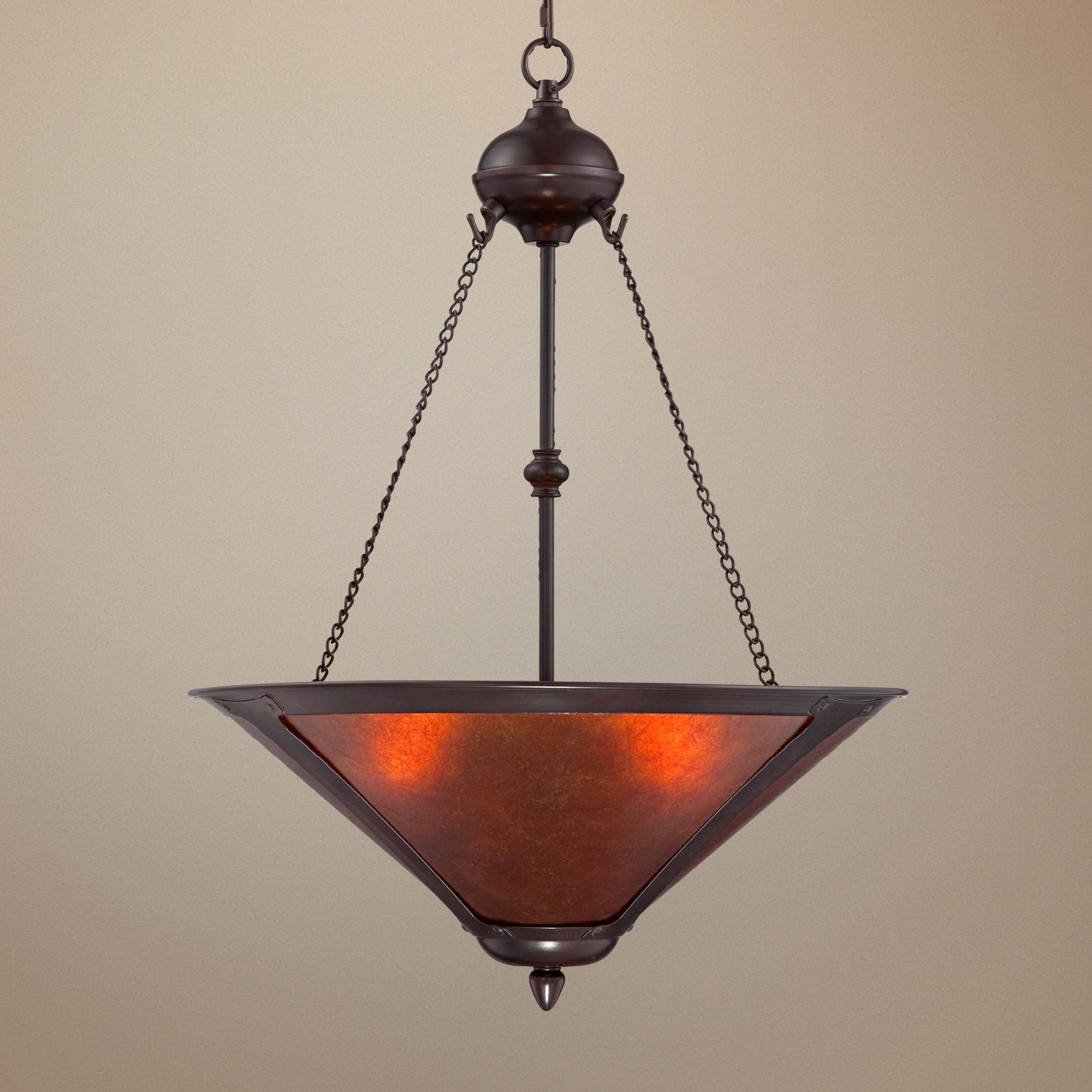 Mission Style Oil-Rubbed Bronze 17" Wide Mica Pendant Light