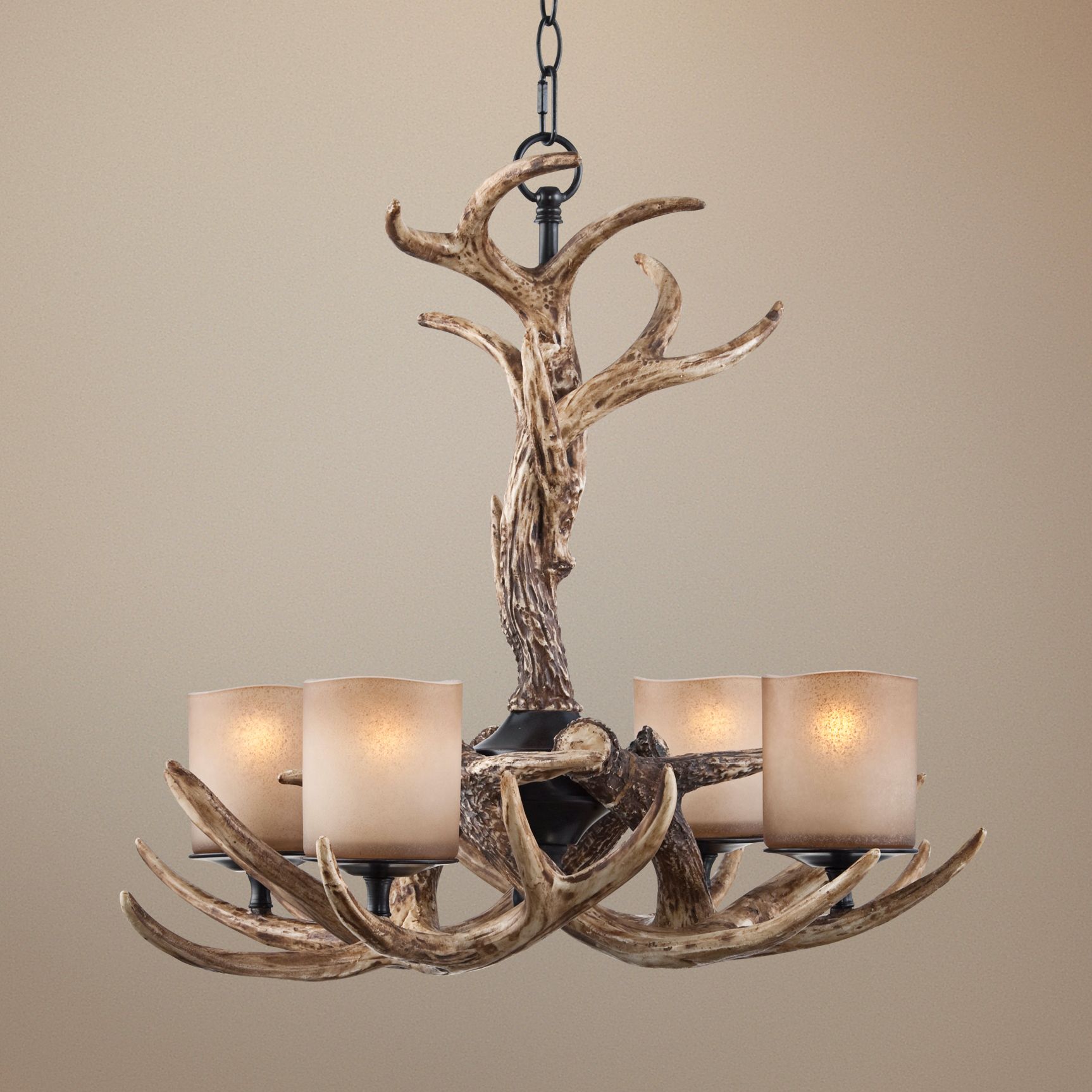 Faux Antler 26" Wide 4-Light Chandelier