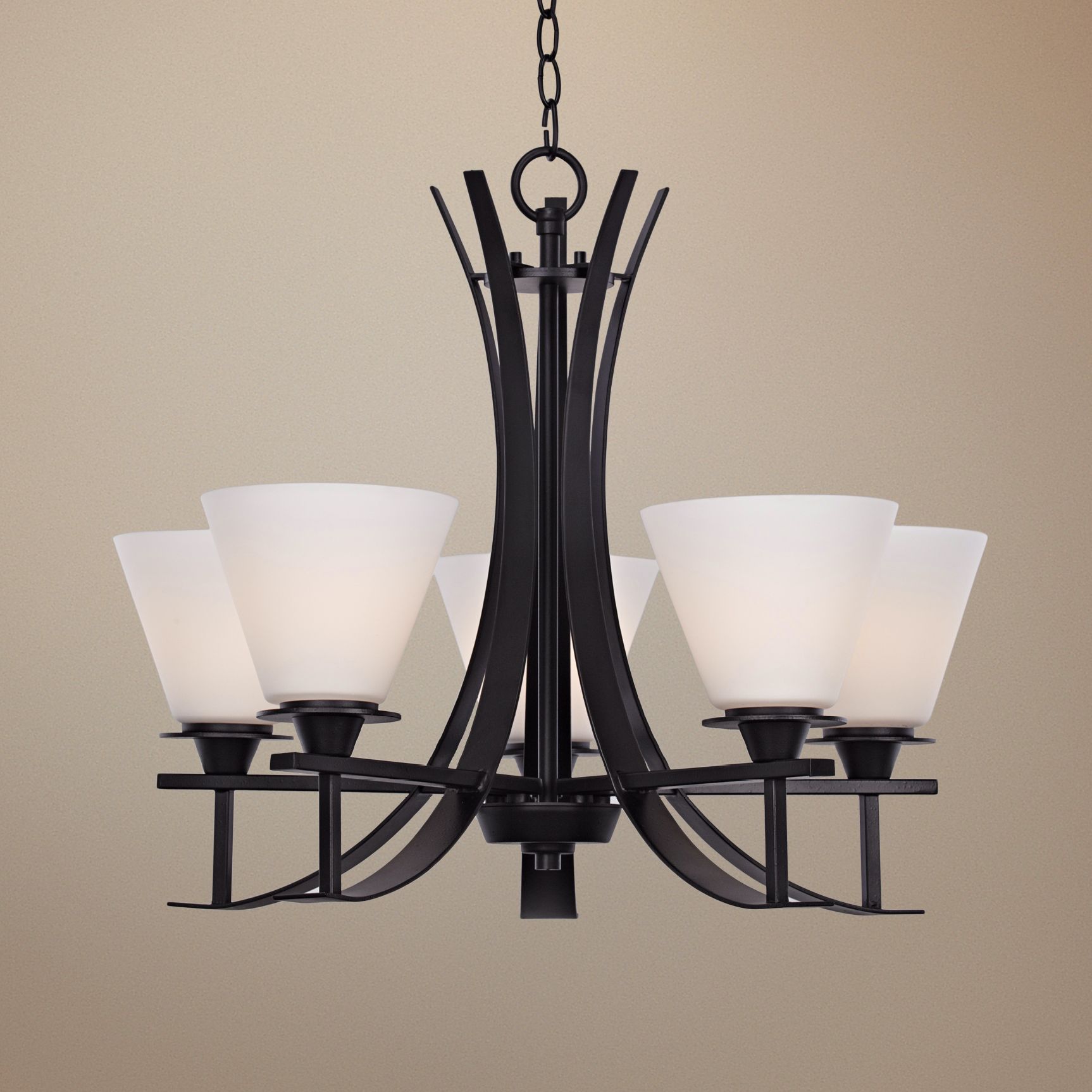 Bravura Black with Opal Glass 22 3/4" Wide Chandelier
