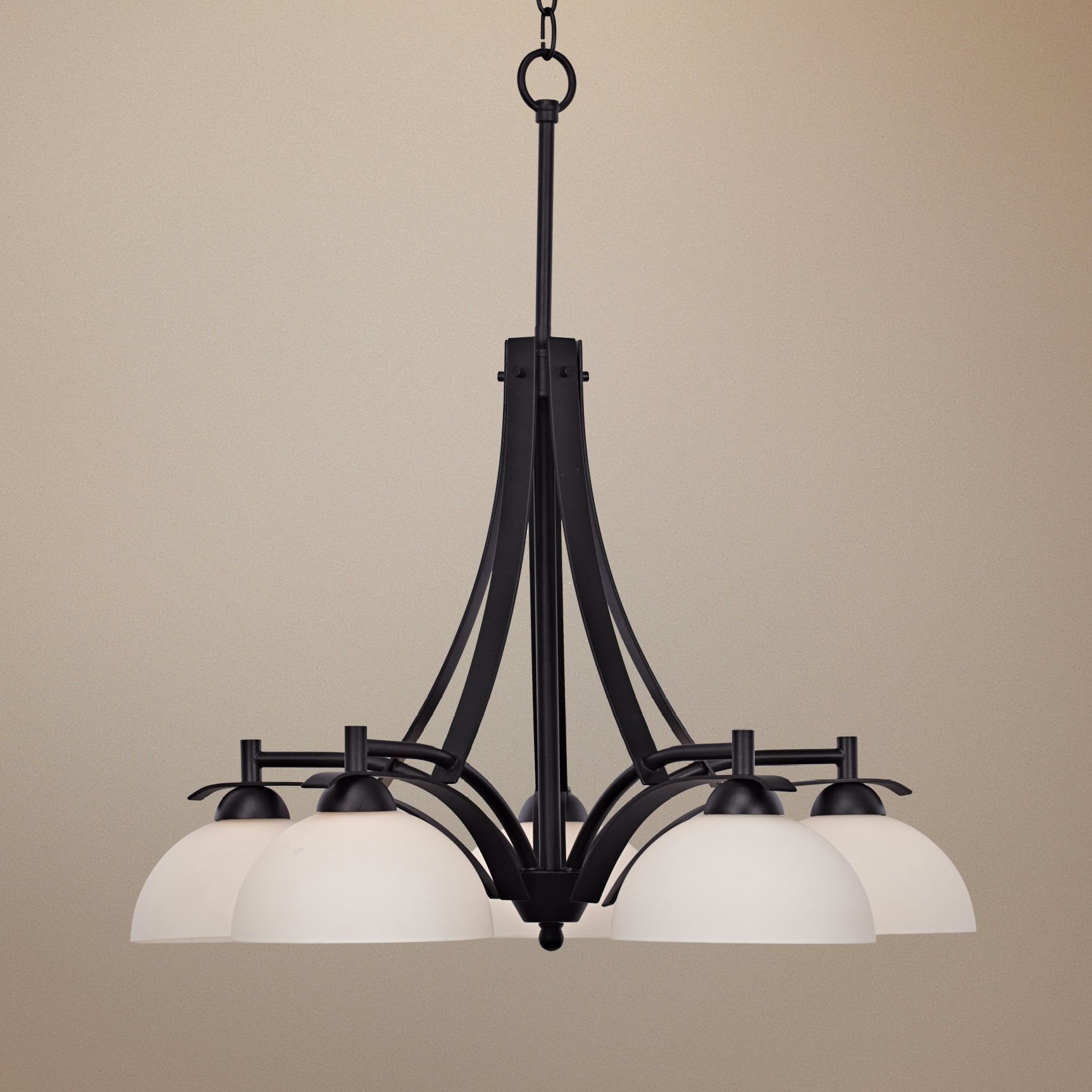 Bravura Black with Opal Glass 26" Wide Chandelier