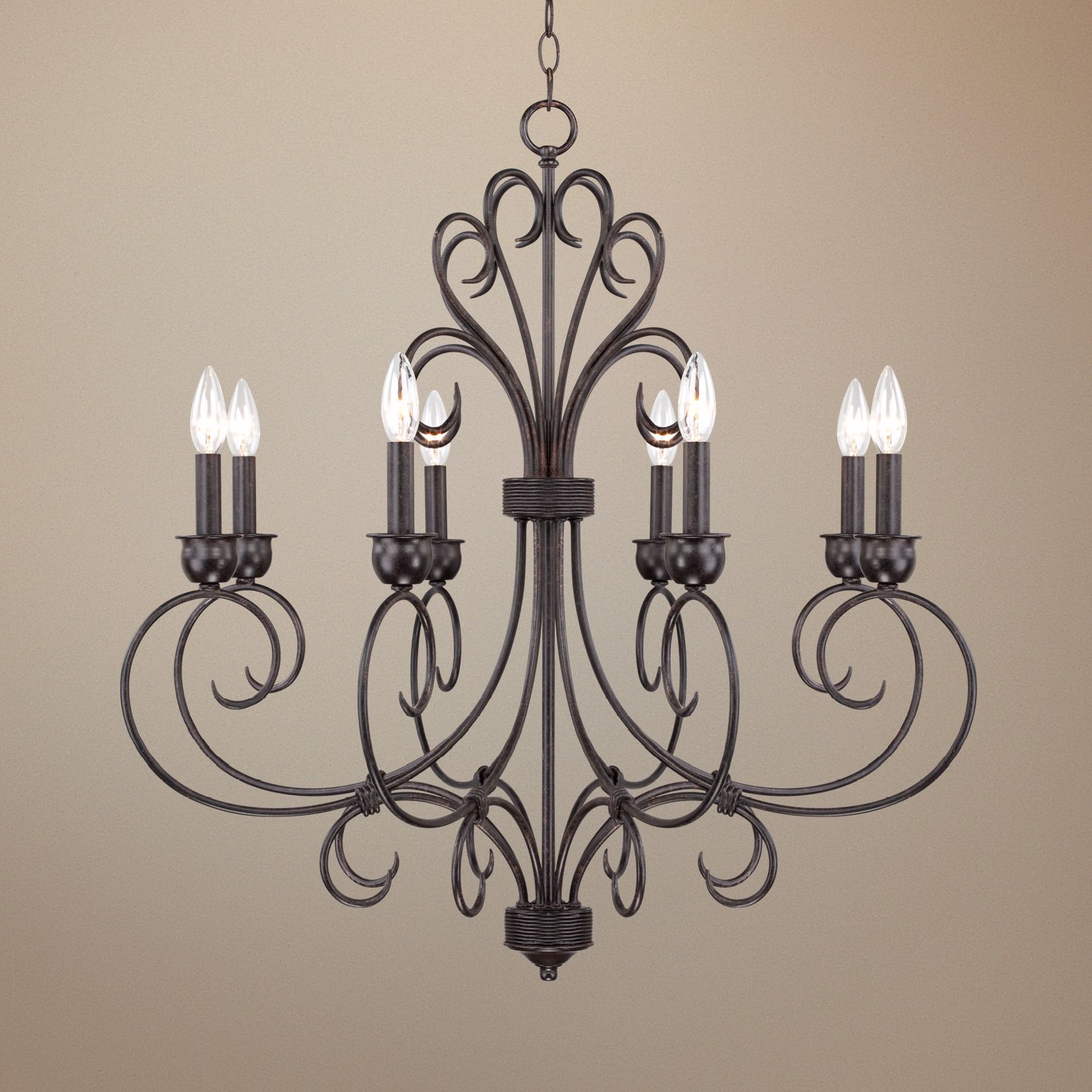 8-Light Black Iron Chandelier