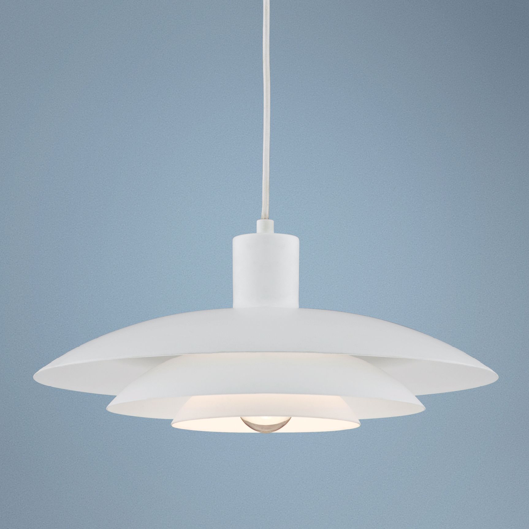 Three-Tier Shade Downlite 14" Wide White Pendant Light