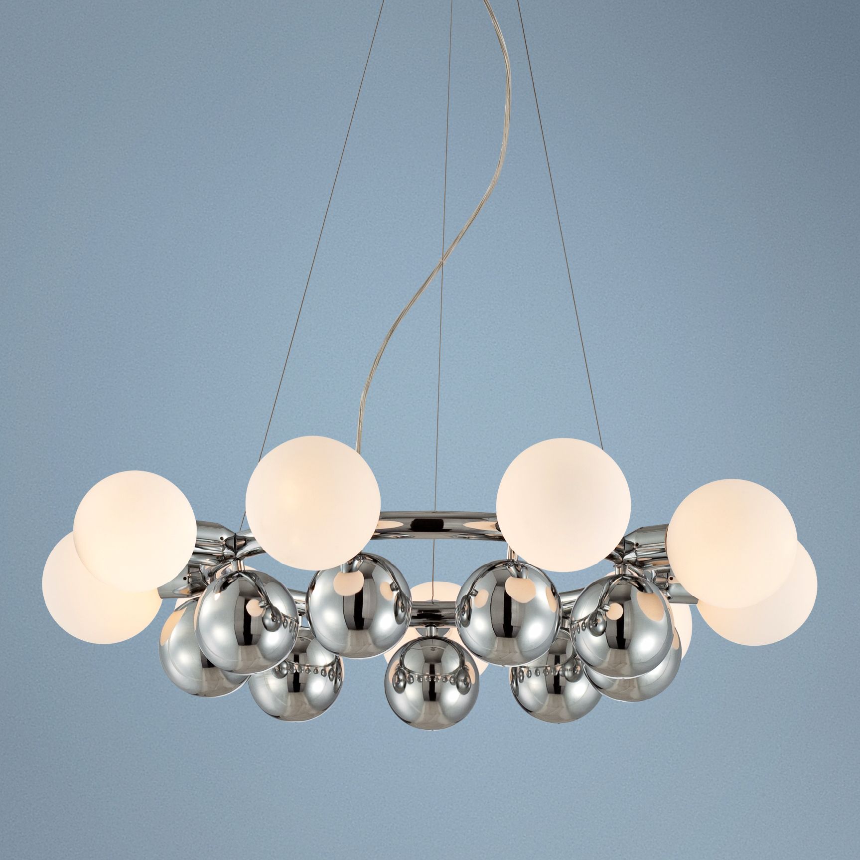 Glass Spheres 27" Wide Stainless Pendant Chandelier