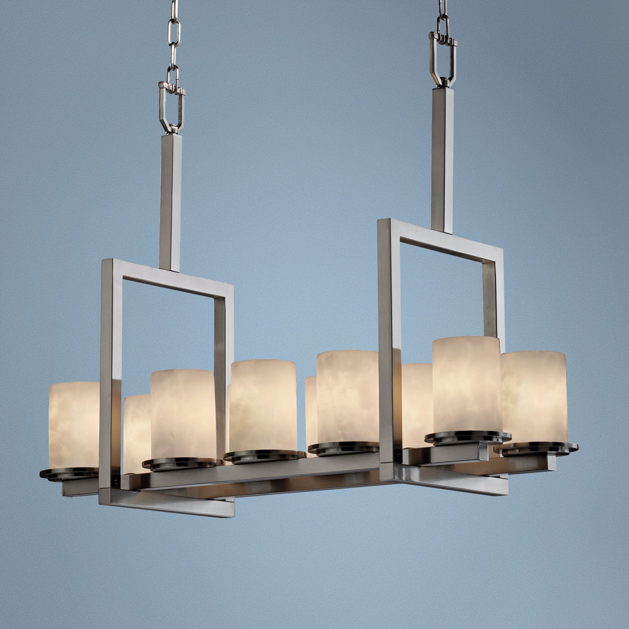 10-Light Nickel and Smoked Resin Island Chandelier