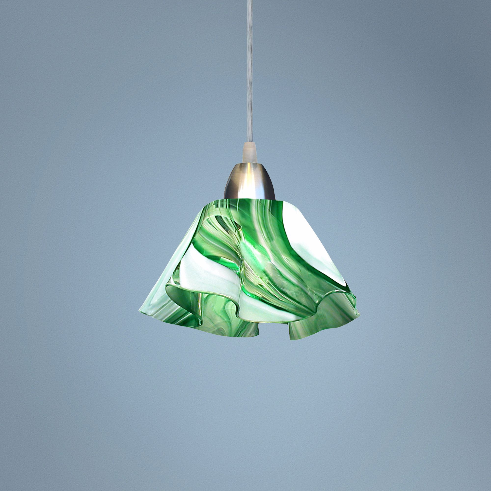 Jezebel Radiance™ Lily Kelly Green and White Glass Pendant