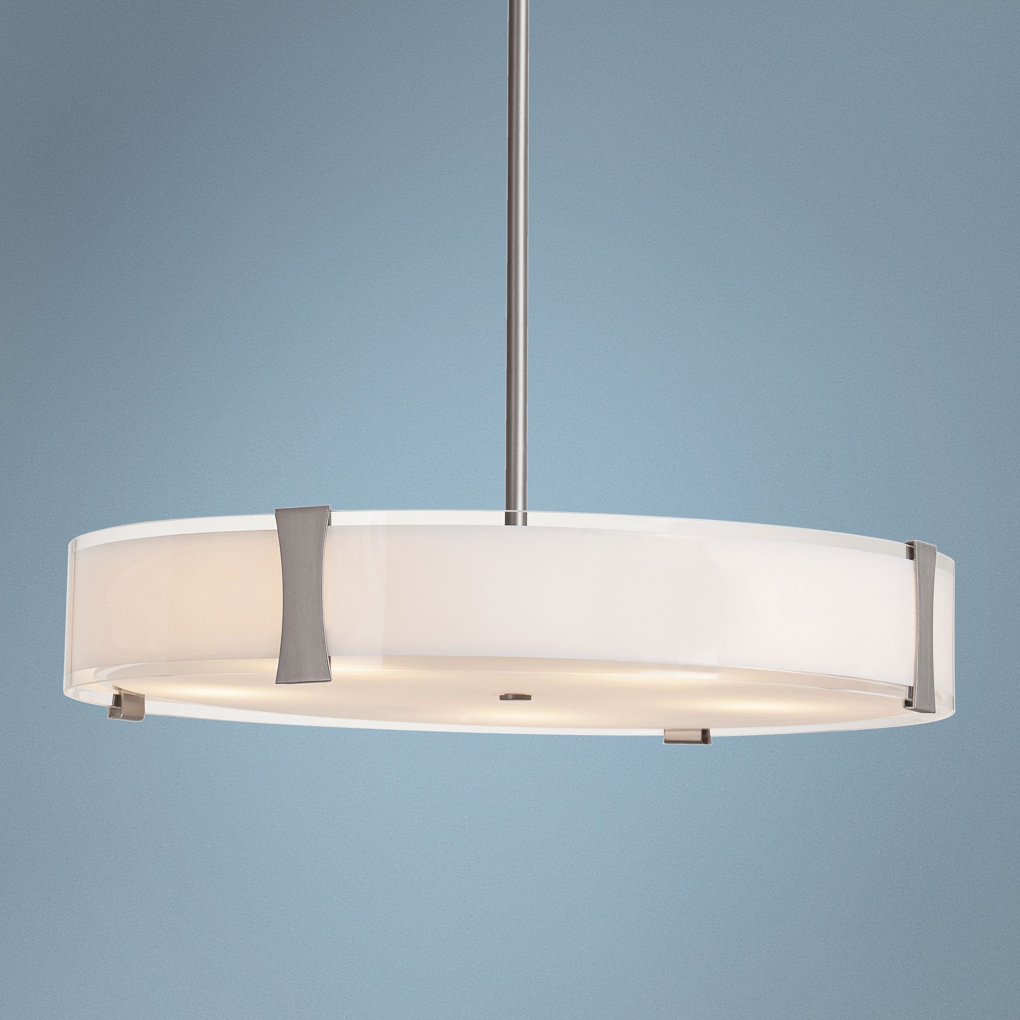 Tara Opal Glass and Brushed Steel 24" Wide Pendant Light