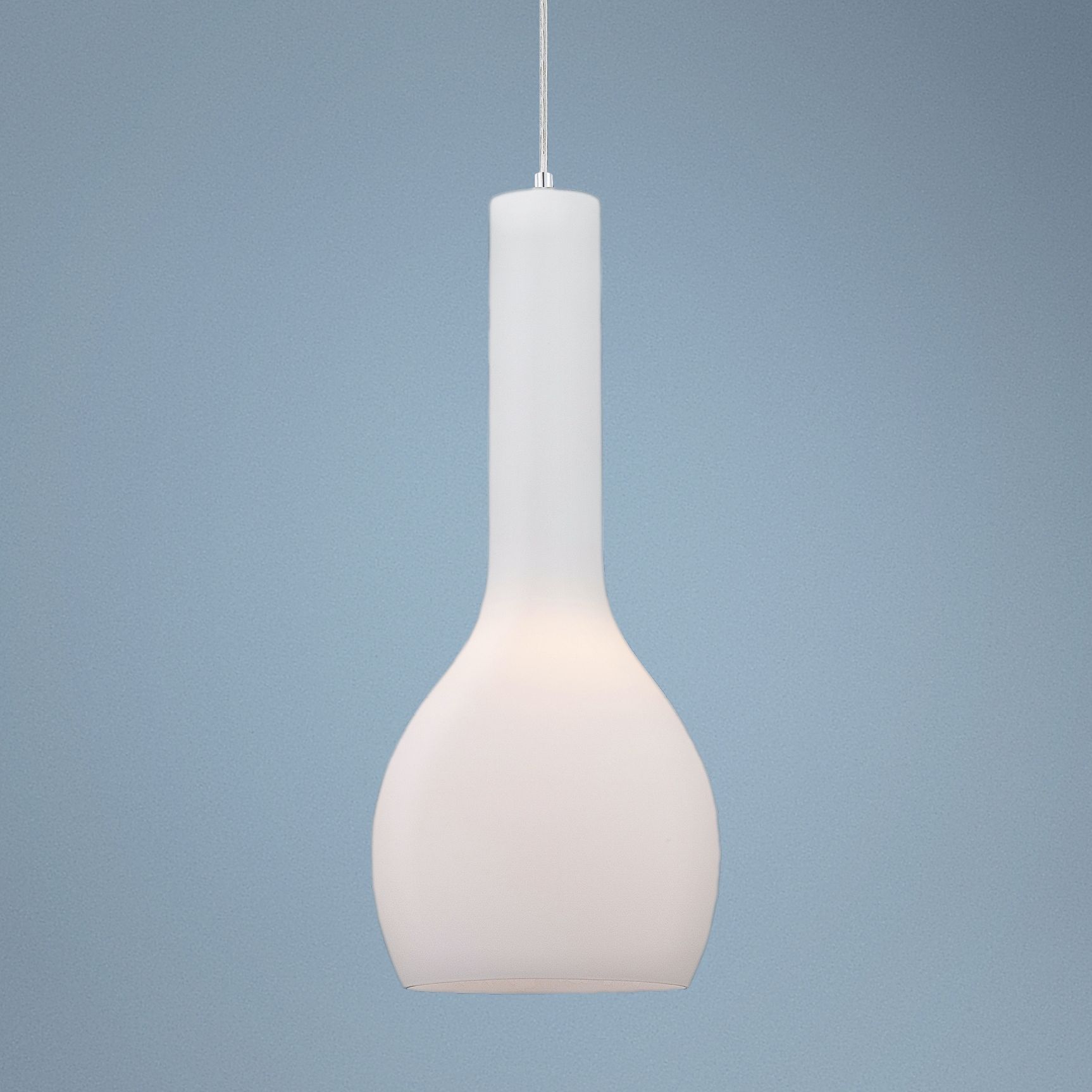 Sirro Large 20" High Chrome and White Glass Pendant Light