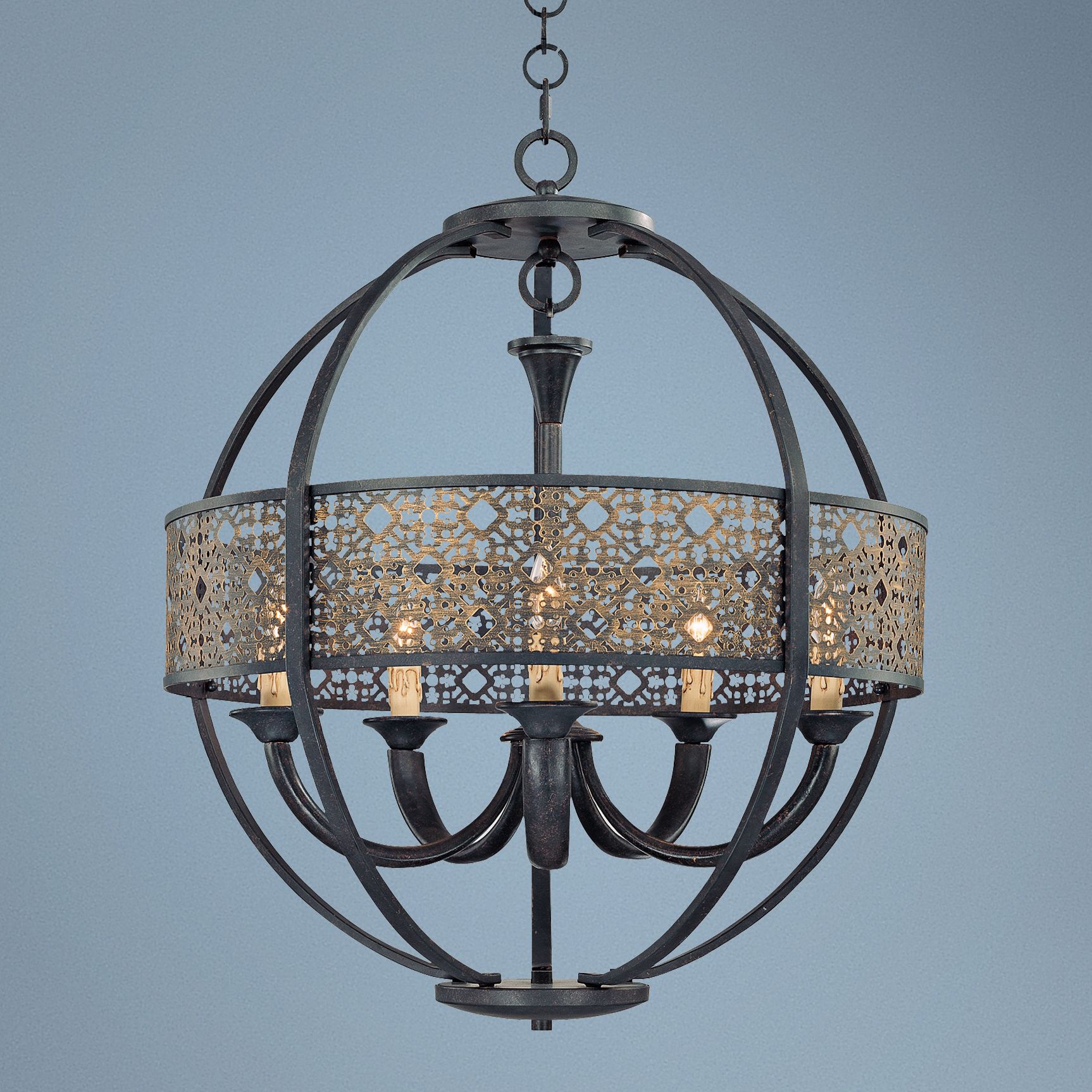 Aresenal 28" Wide Obsidian and Bronze Chandelier