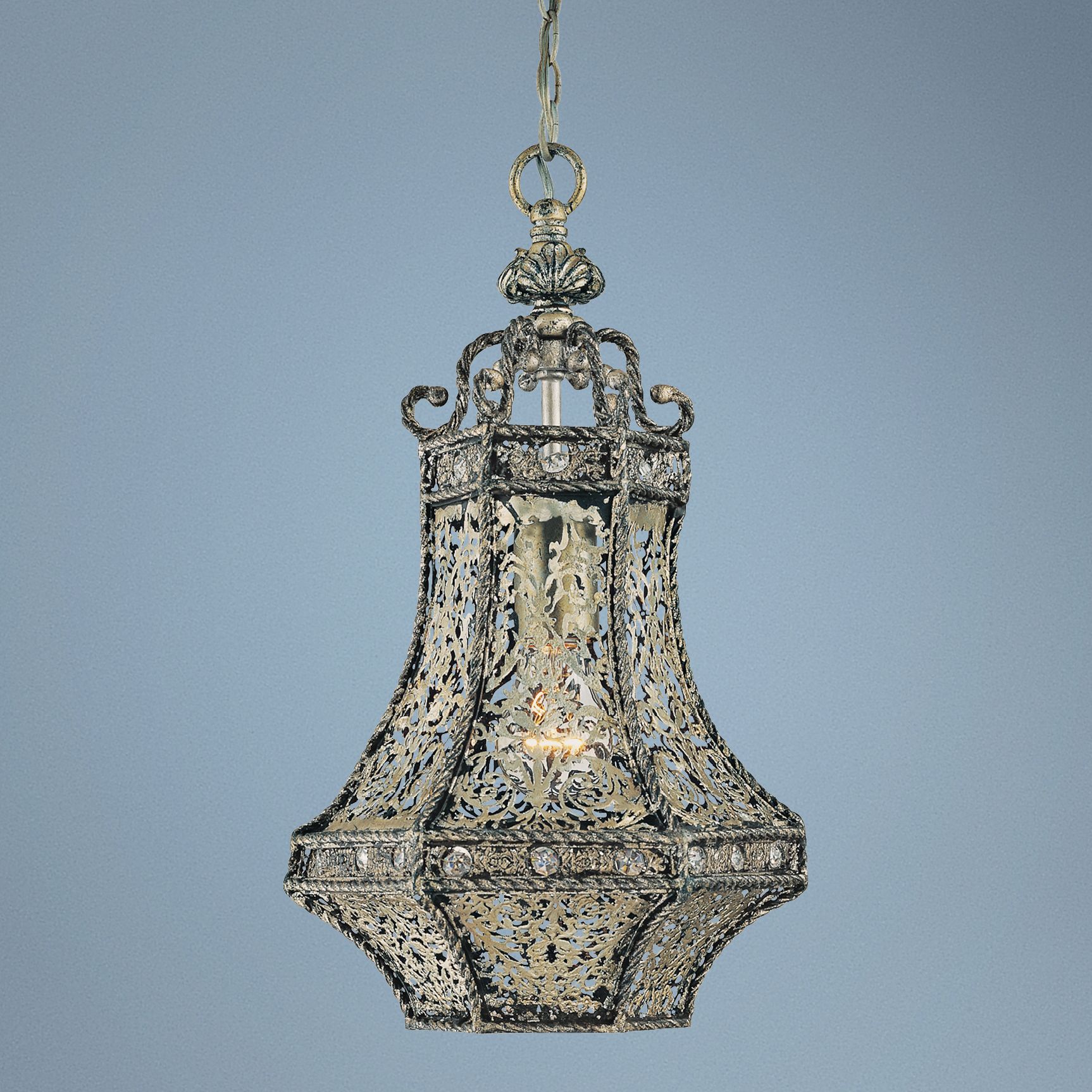 Bellini 16" High Gothic Silver Lantern Pendant Light