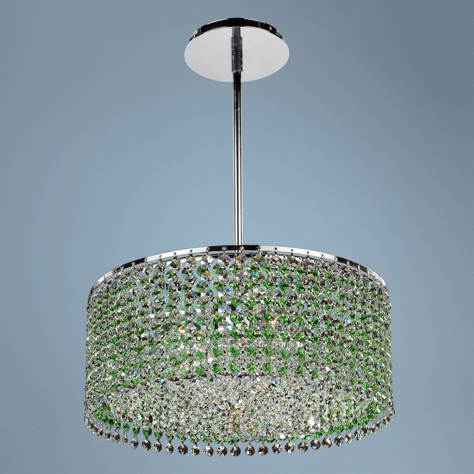 Peridot Green Layered Danube Crystal 15" Pendant Chandelier
