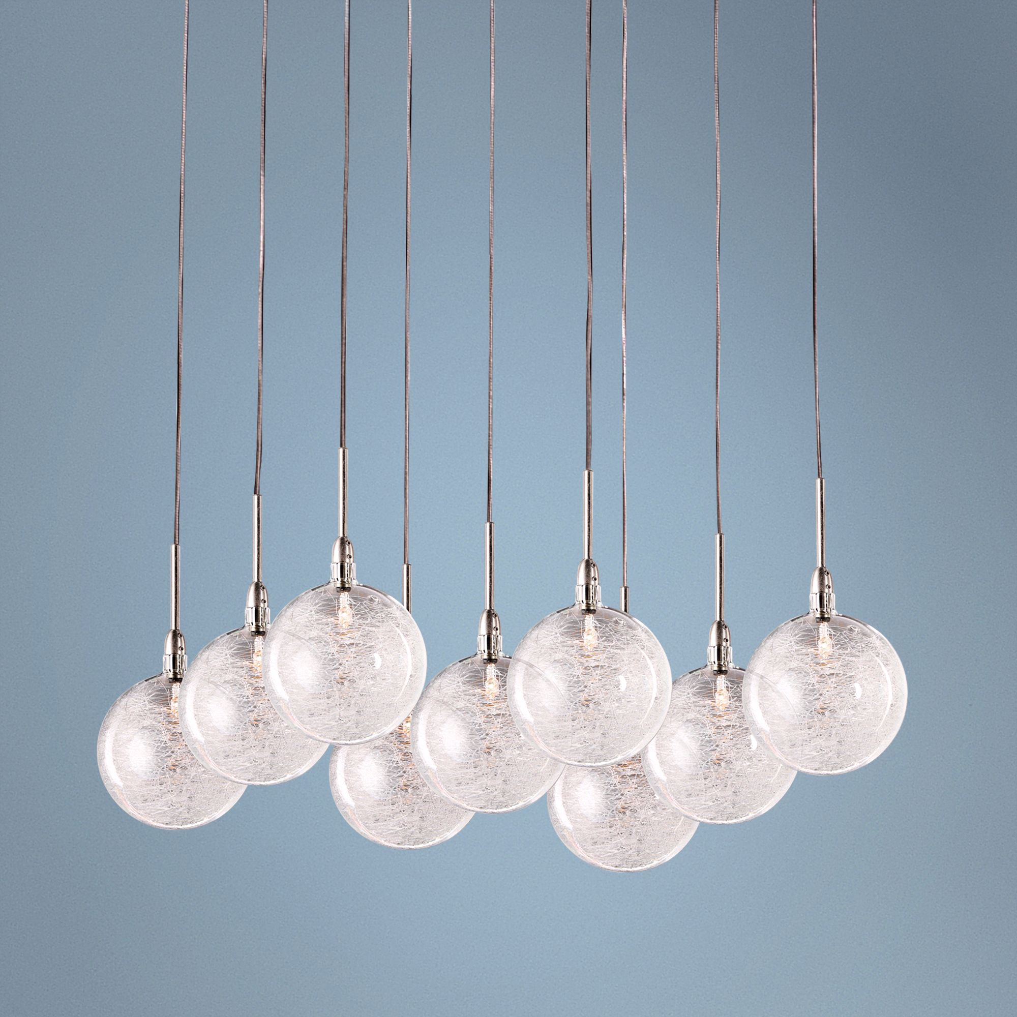Starburst Satin Nickel Threaded Glass 9-Light Pendant