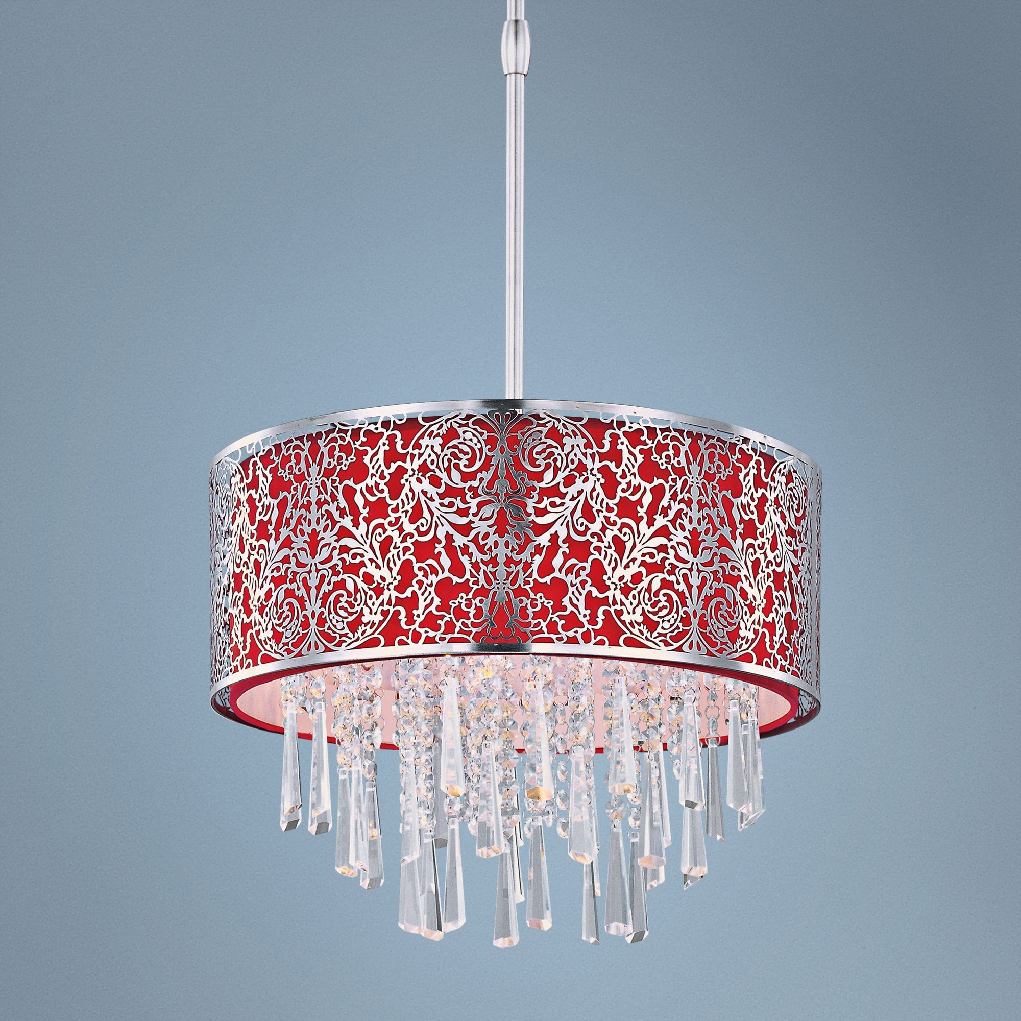 Maxim Rapture 16" Wide Red and Satin Nickel Pendant Light