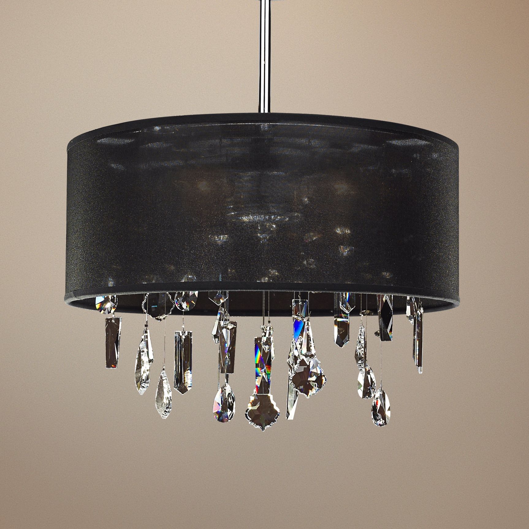 Around Town Crystal and Black 15" Wide Pendant Chandelier