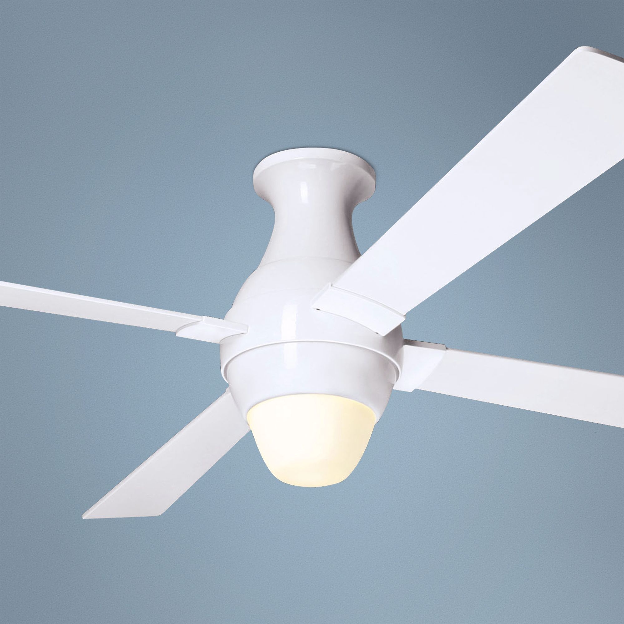 56" Modern Fan Gusto White Hugger Ceiling Fan with Light Kit