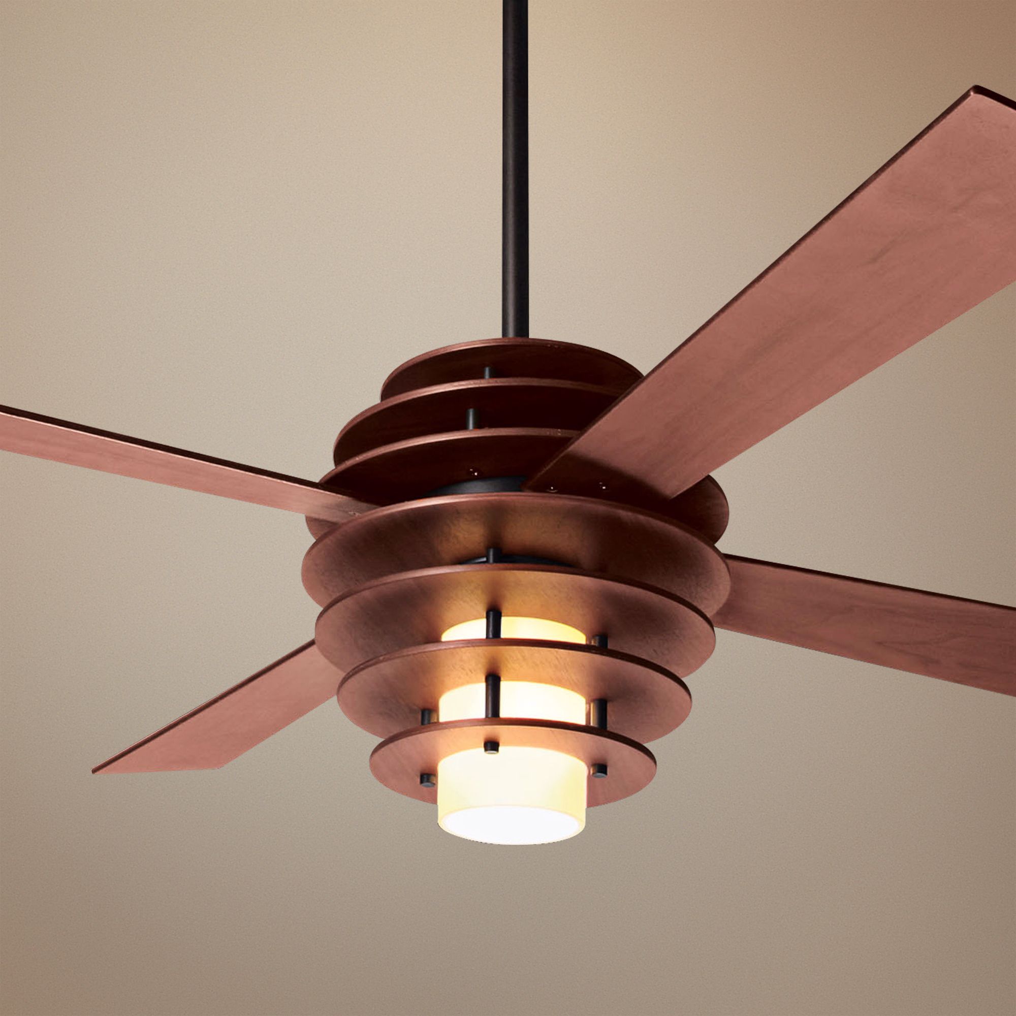 42" Modern Fan Stella Mahogany-Bronze Ceiling Fan with Light