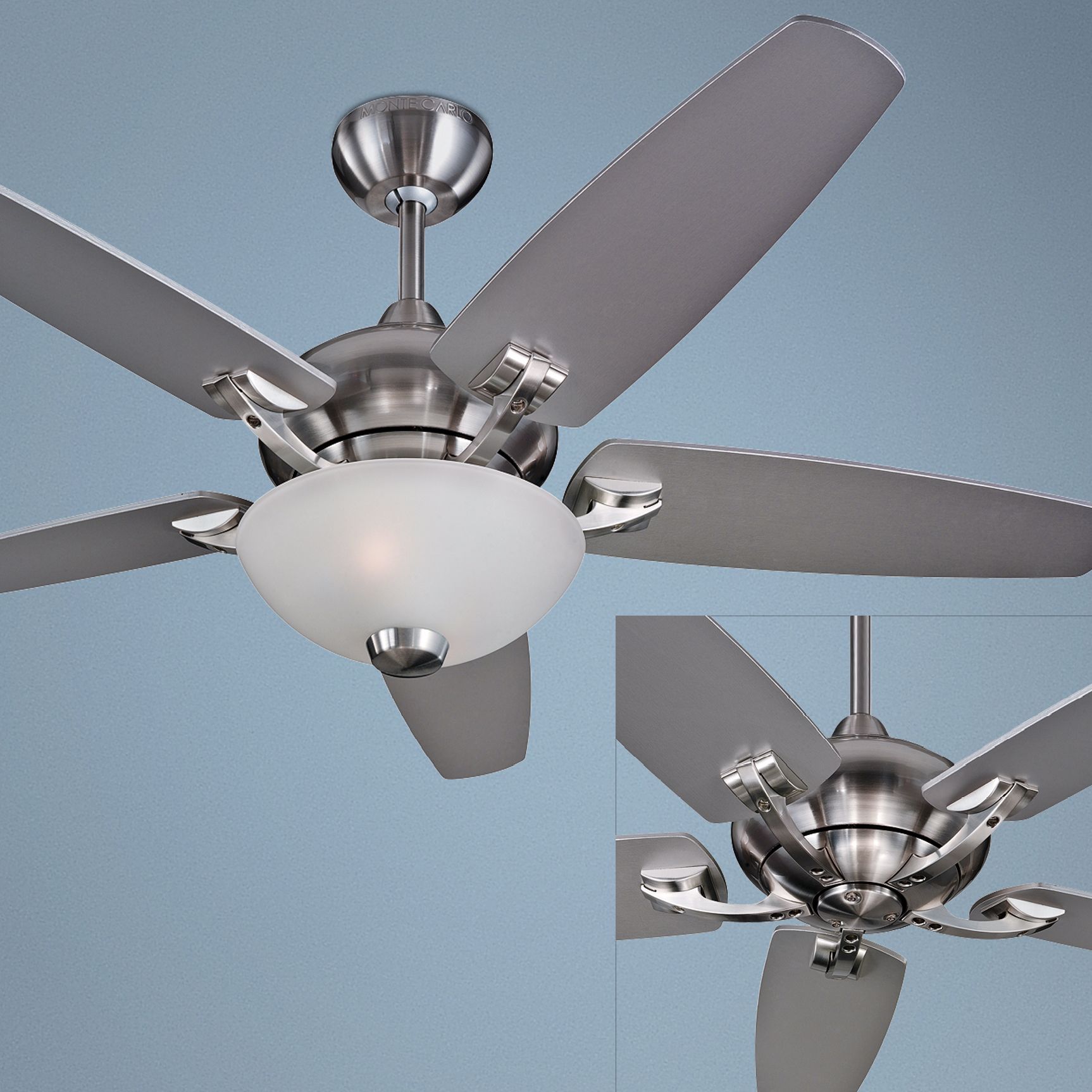 44" Versio II Brushed Steel Ceiling Fan with Light Kit