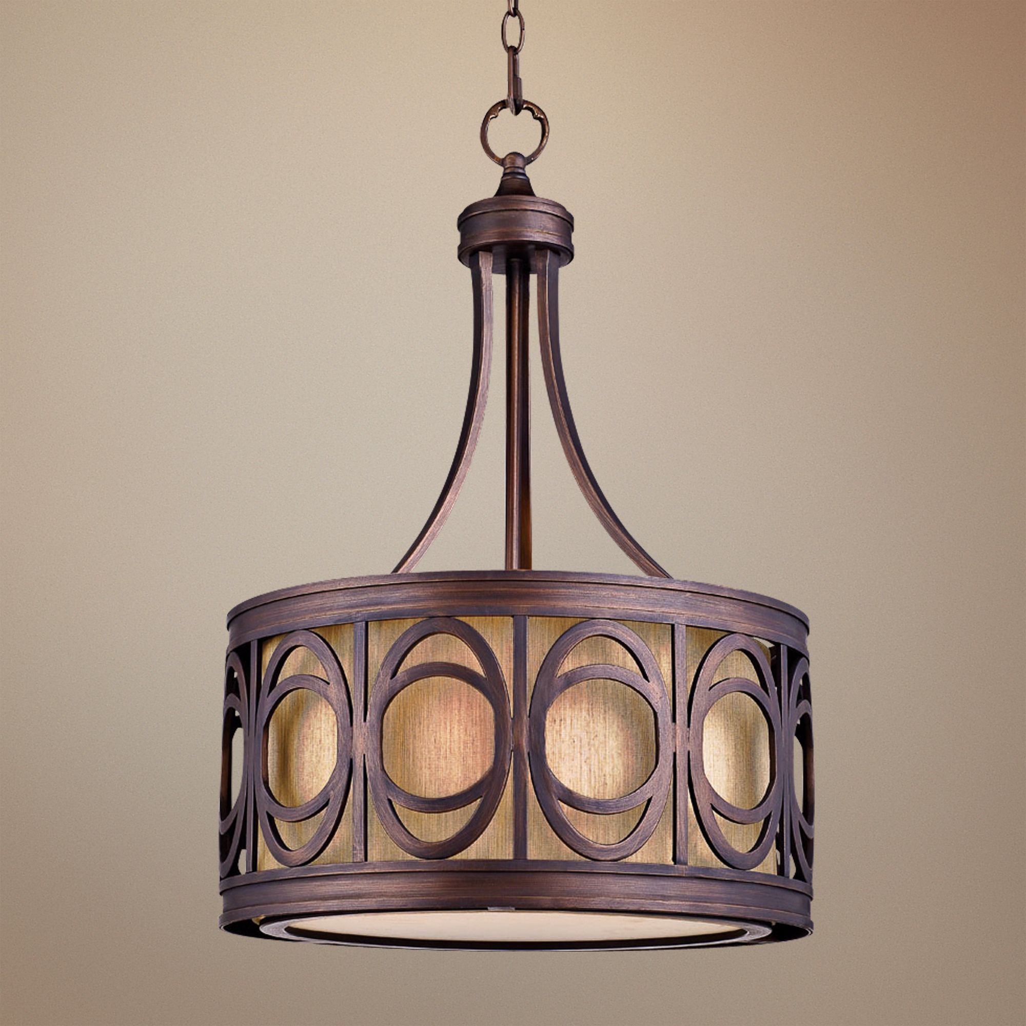 Golden Bronze Ring Motif 17 3/4" Wide Pendant Light