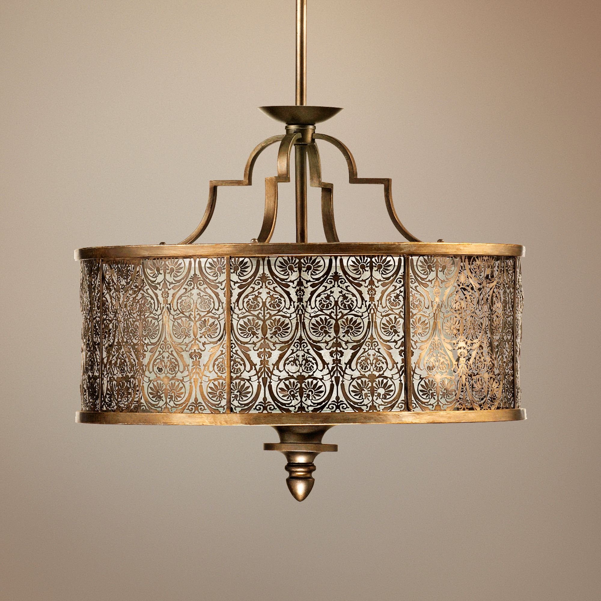 Quorum French Damask 24" Wide Vintage Pewter Pendant Light