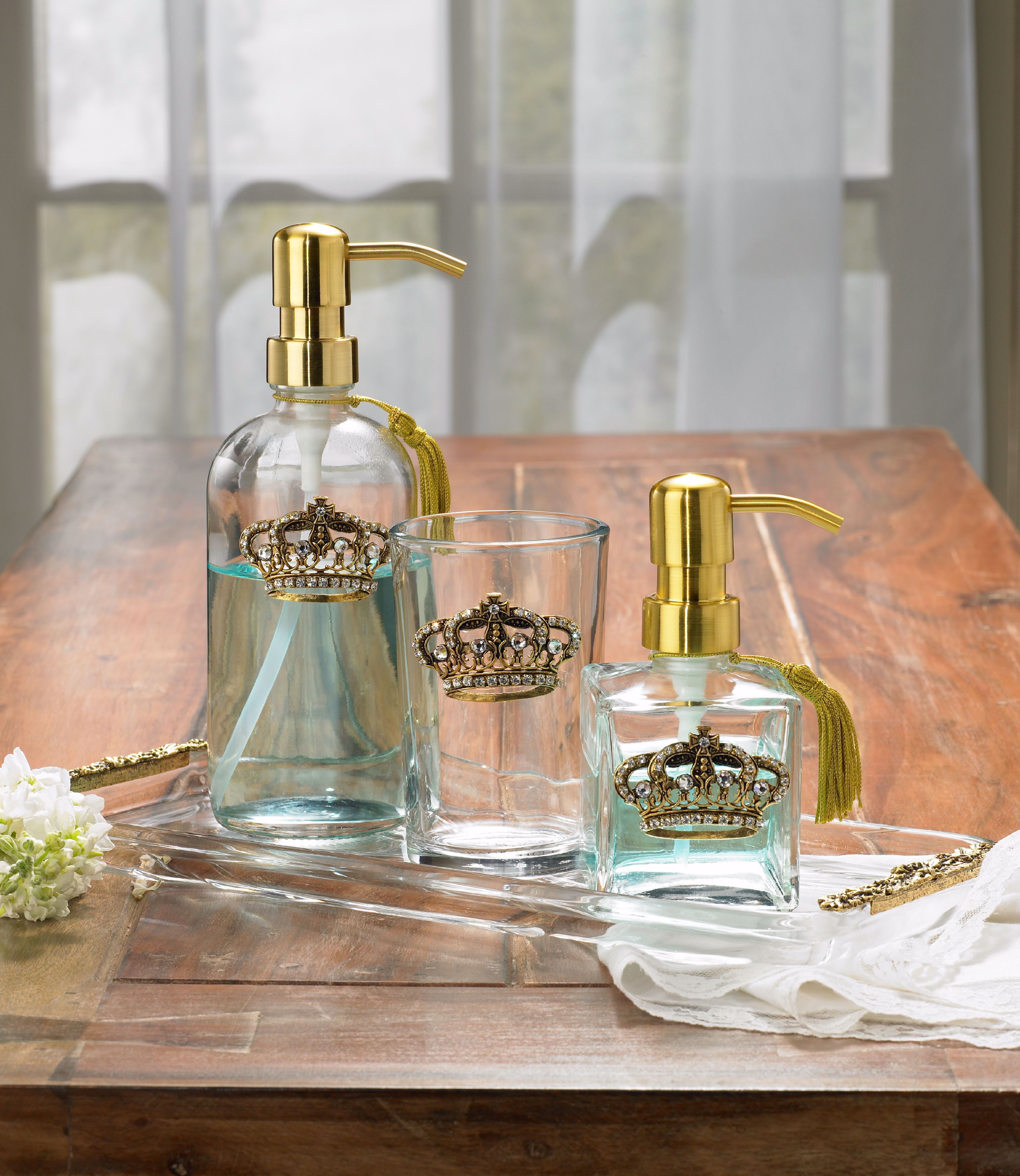 3-Piece Gold Crown Bathroom Accessory Set