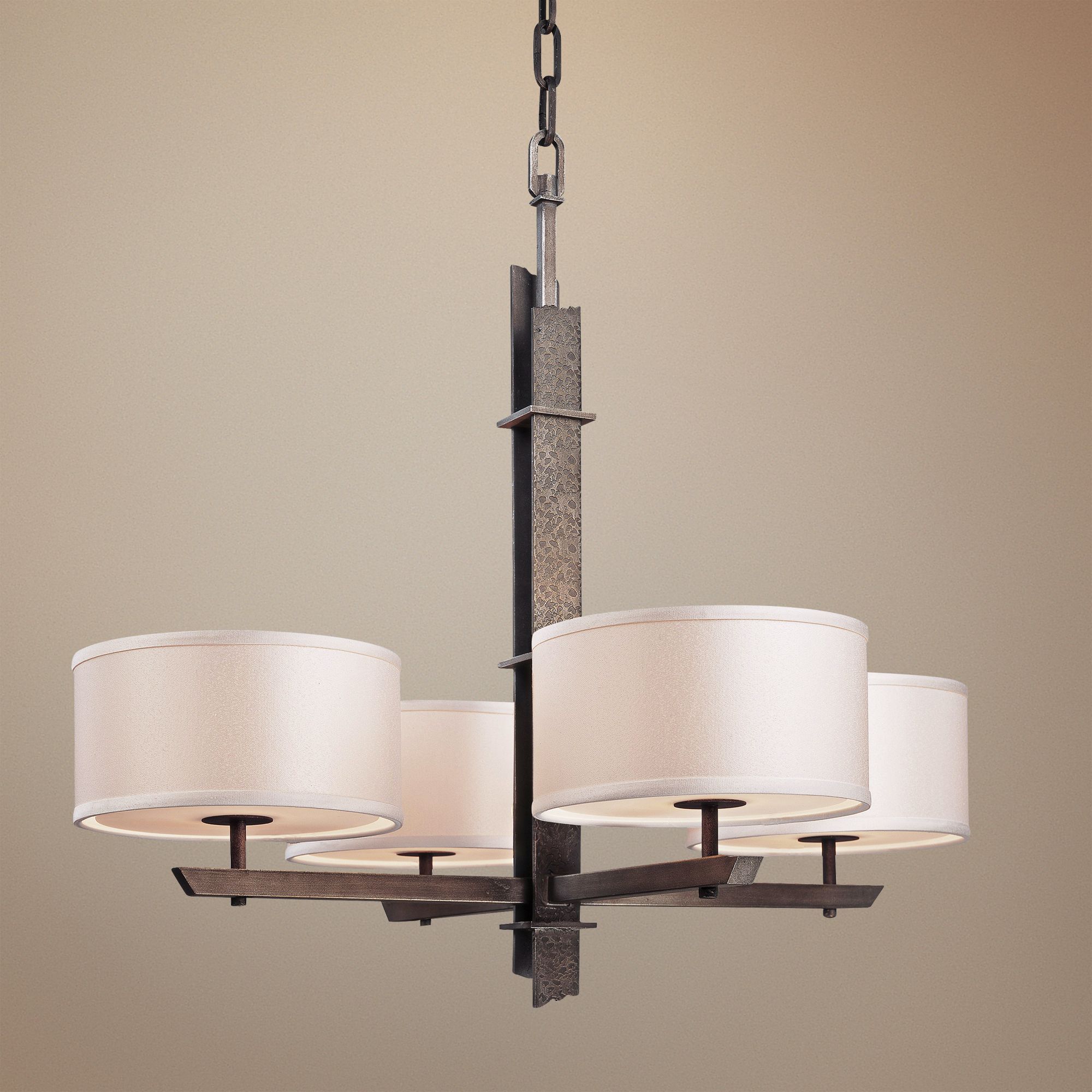 Sapporo Silver Shade 4-Light Wrought Iron Chandelier