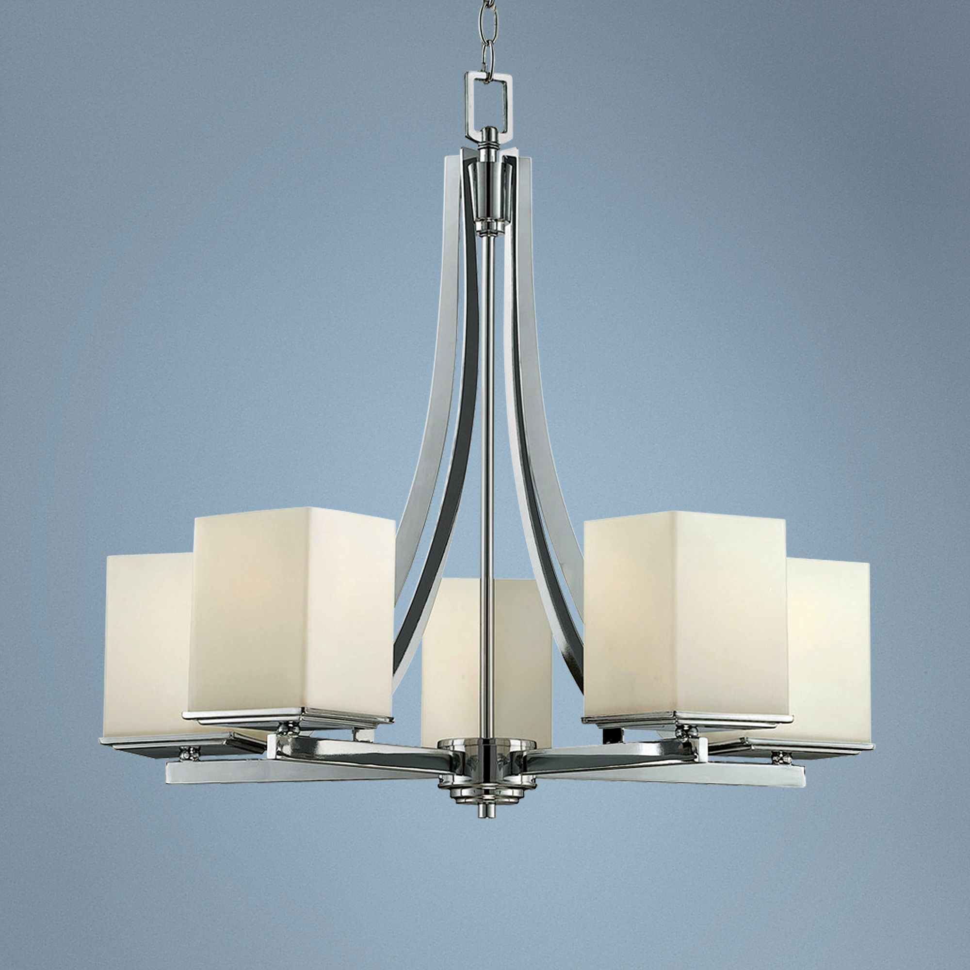 Lite Source 5-Light Frost Glass and Chrome Chandelier