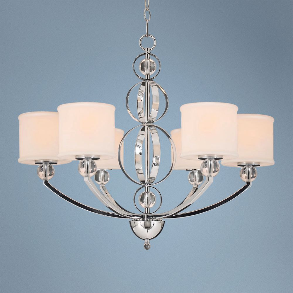 Cerchi Chrome and Etched Opal Glass 28 1/2" Wide Chandelier