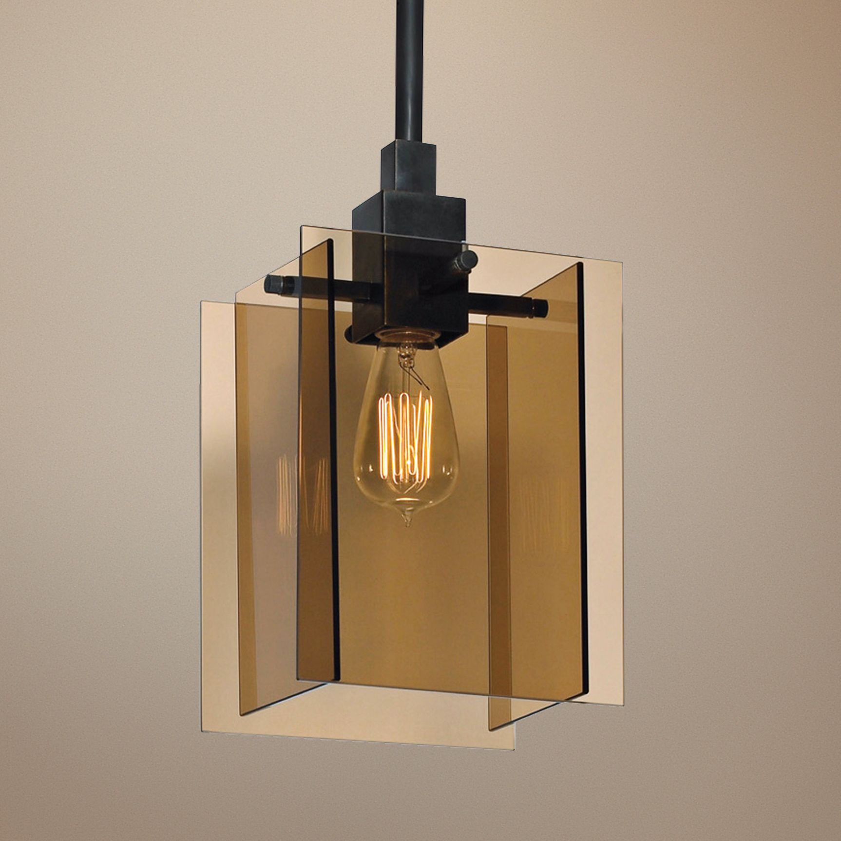 Sonnemann Bronze Age Black Brass and Glass Pendant Light
