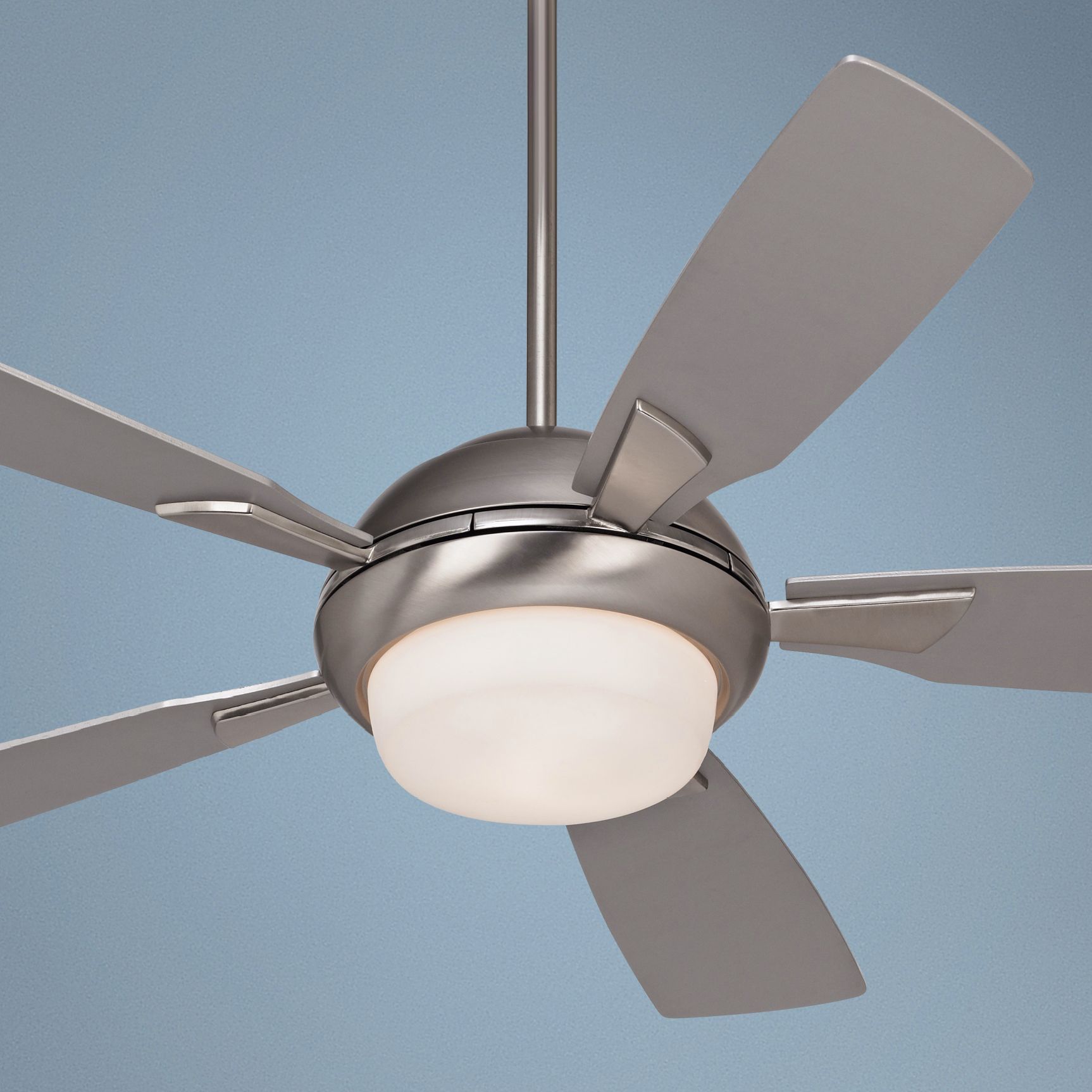 54" Possini Euro Cobalt Brushed Steel Ceiling Fan with Light