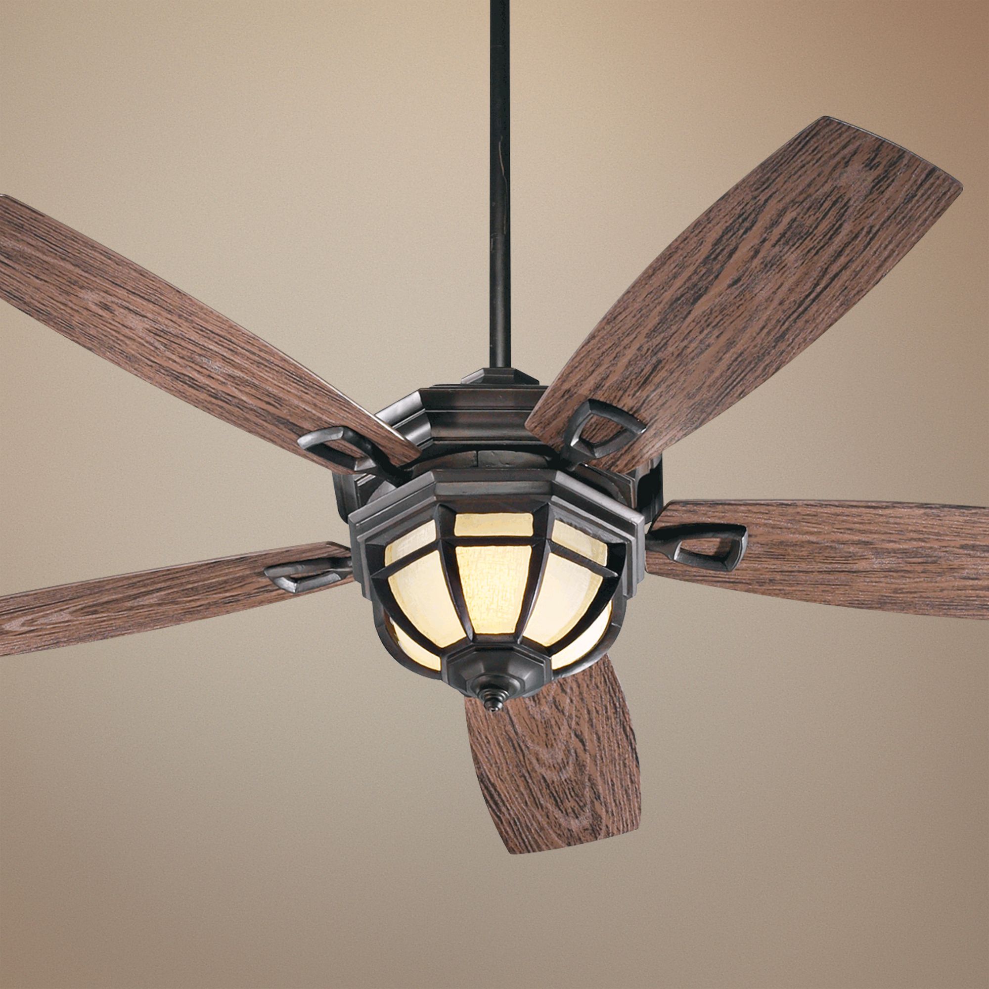 52" Quorum Belvedere Bronze Patio Ceiling Fan with Light Kit